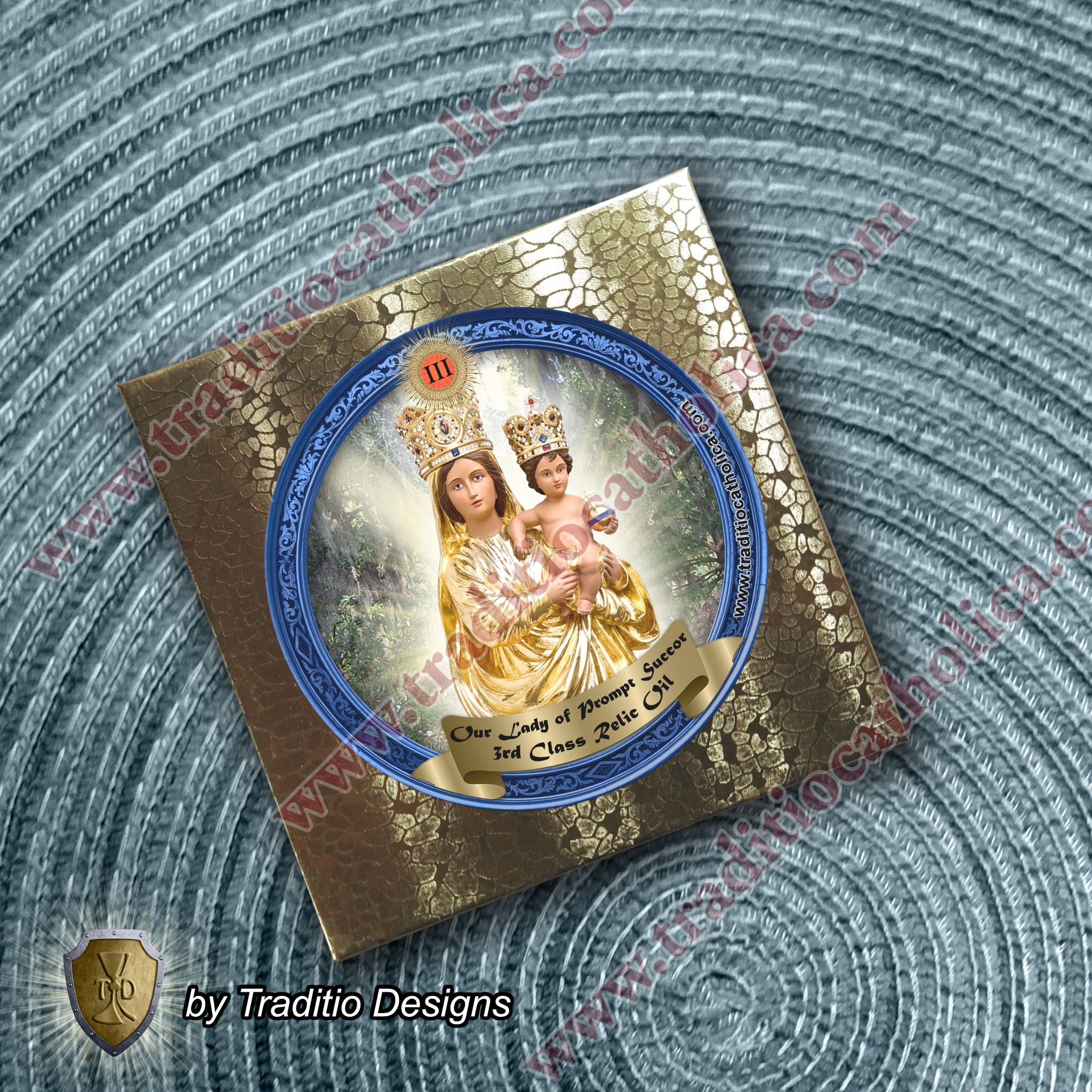 Our Lady of Prompt Succor Relic Anointing Oil | Touched to 9 Blessed Mother Relics | Oil or Card Set