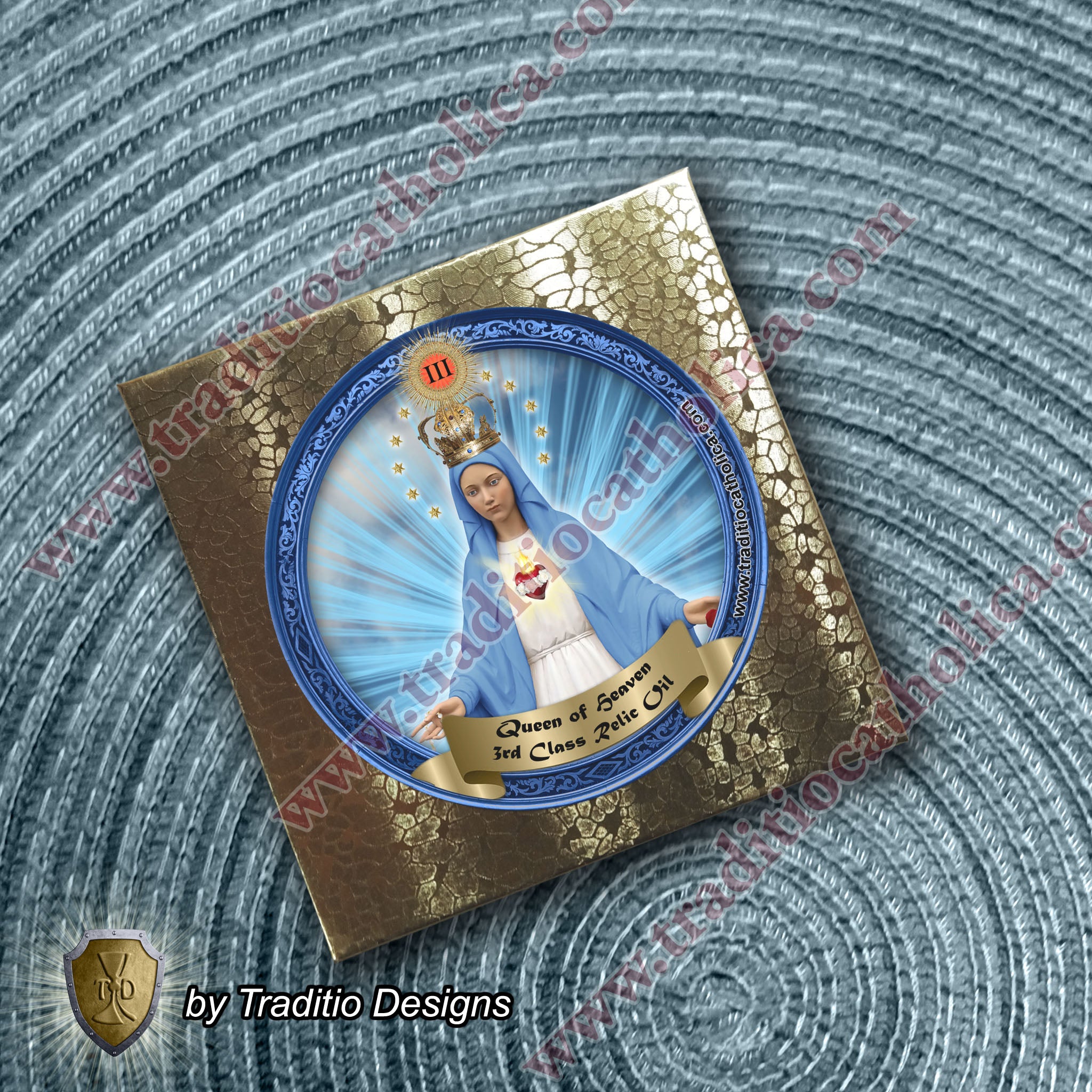 Our Lady Queen of Heaven Relic Anointing Oil | Touched to 9 Blessed Mother Relics | Oil or Card Set