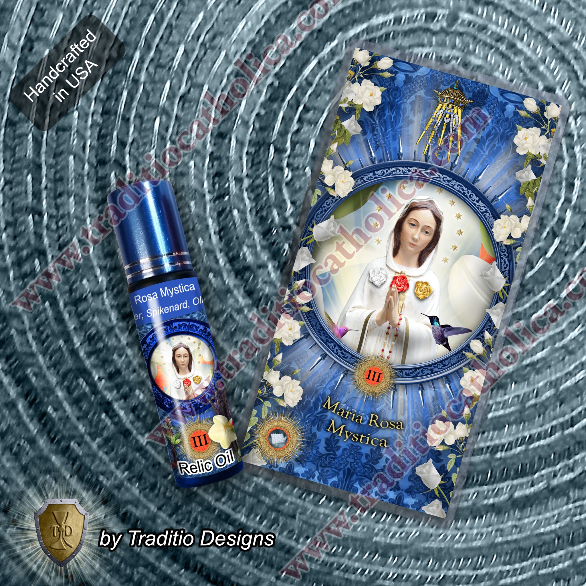 Maria Rosa Mystica Relic Anointing Oil | Touched to 9 Blessed Mother Relics | Oil or Card Set