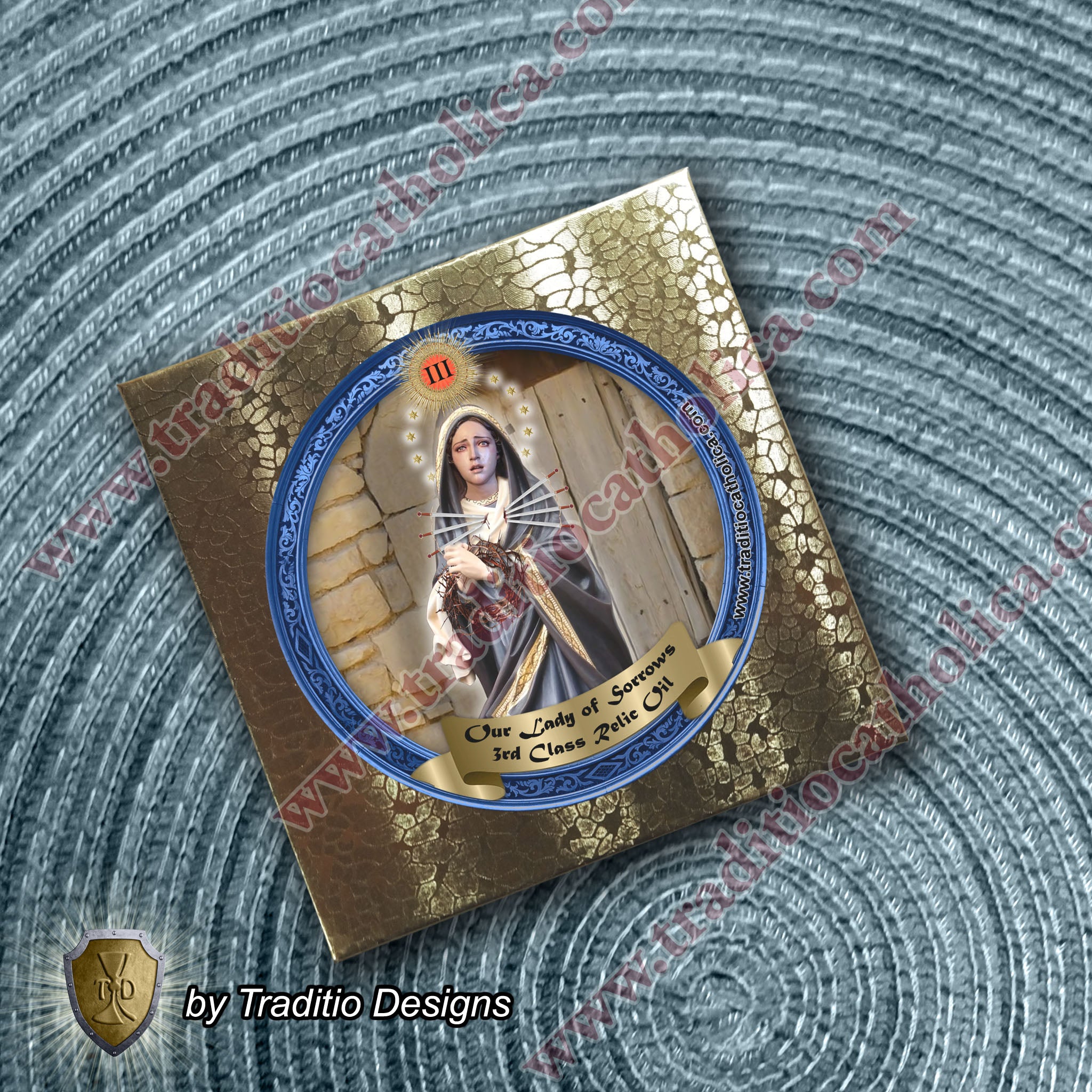 Our Lady of Sorrows Relic Anointing Oil | Touched to 9 Blessed Mother Relics | Oil or Card Set