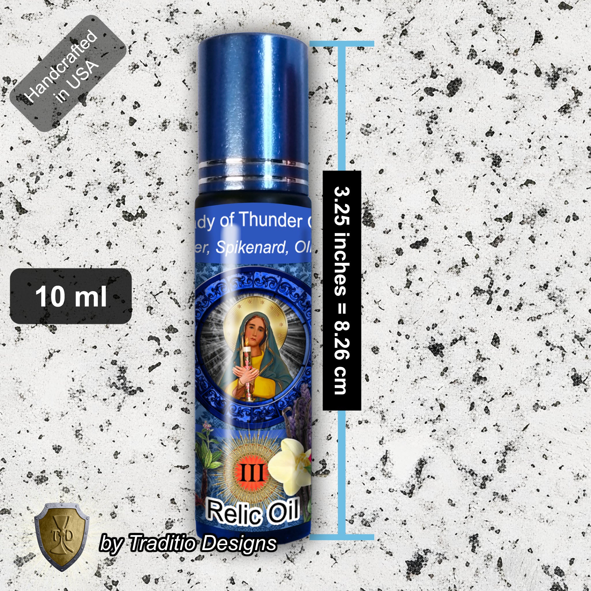 Our Lady of Thunder Candle Relic Anointing Oil | Touched to 9 Blessed Mother Relics | Oil or Card Set