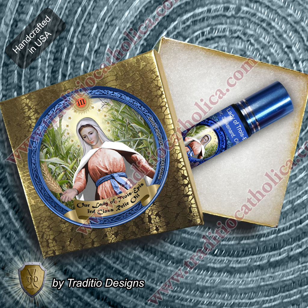Our Lady of Trois-Epis Relic Anointing Oil | Touched to 9 Blessed Mother Relics | Oil or Card Set