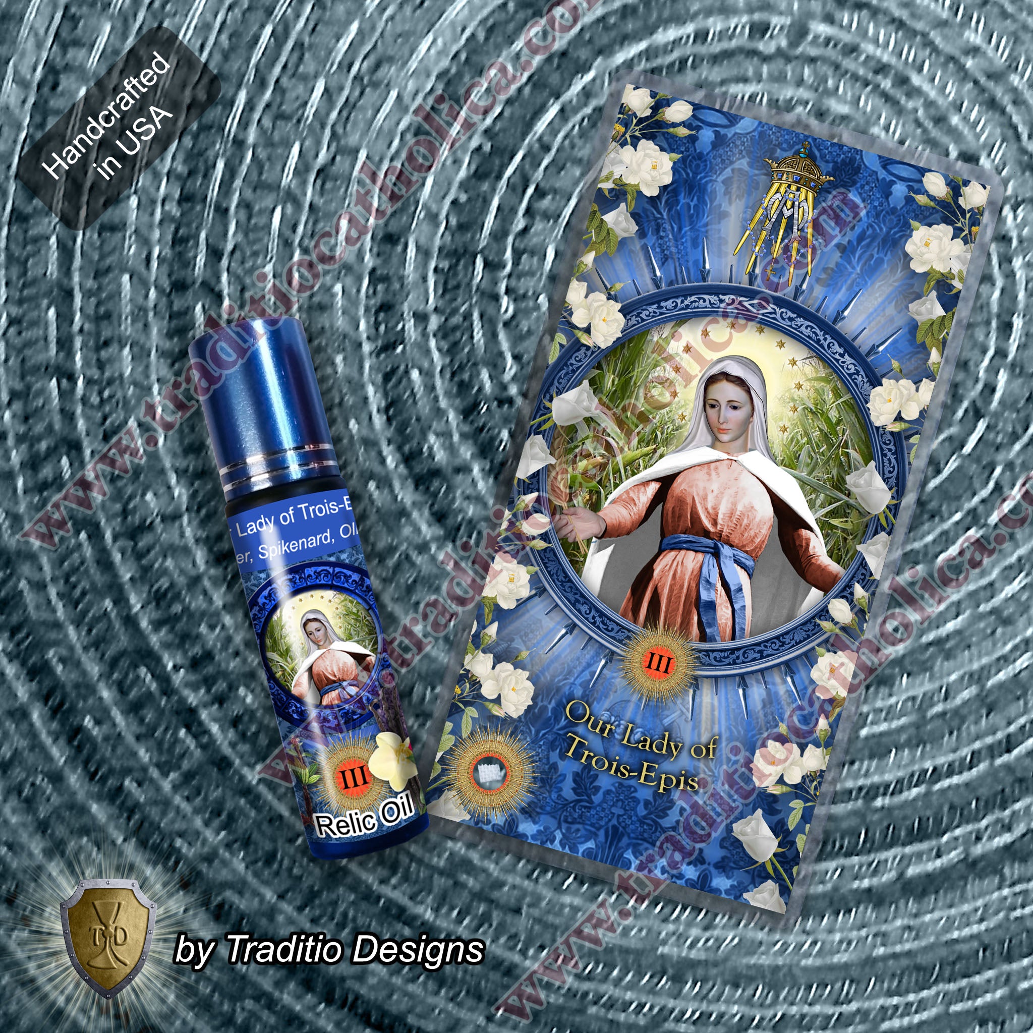 Our Lady of Trois-Epis Relic Anointing Oil | Touched to 9 Blessed Mother Relics | Oil or Card Set