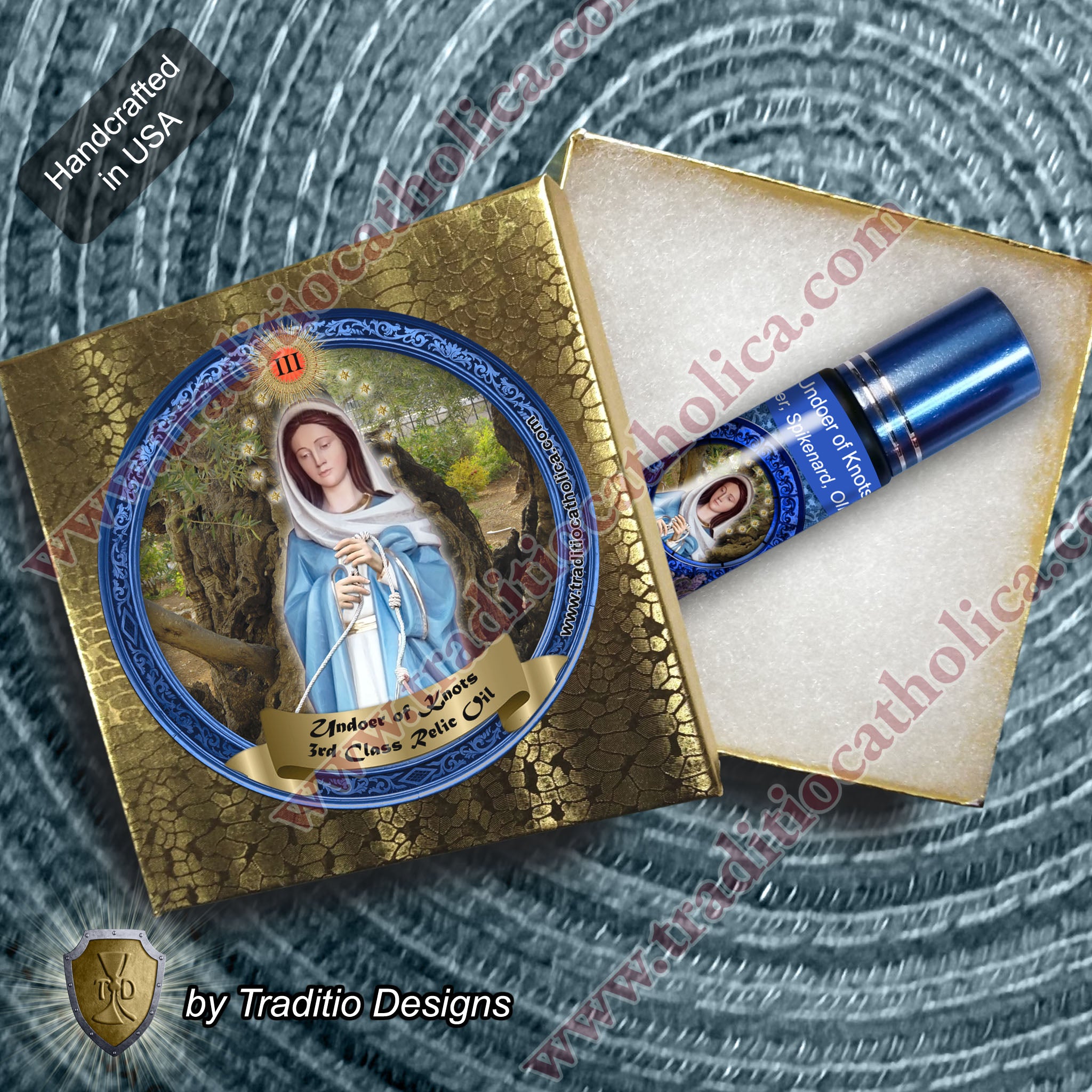 Our Lady Undoer of Knots Relic Anointing Oil | Touched to 9 Blessed Mother Relics | Oil or Card Set