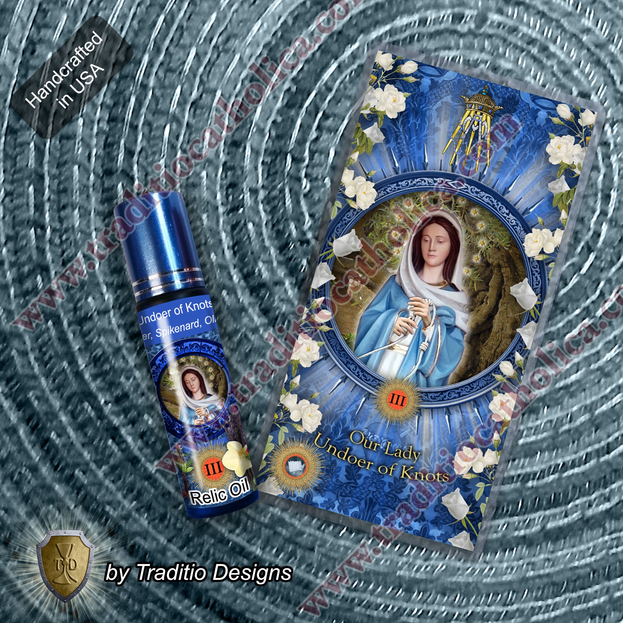 Our Lady Undoer of Knots Relic Anointing Oil | Touched to 9 Blessed Mother Relics | Oil or Card Set