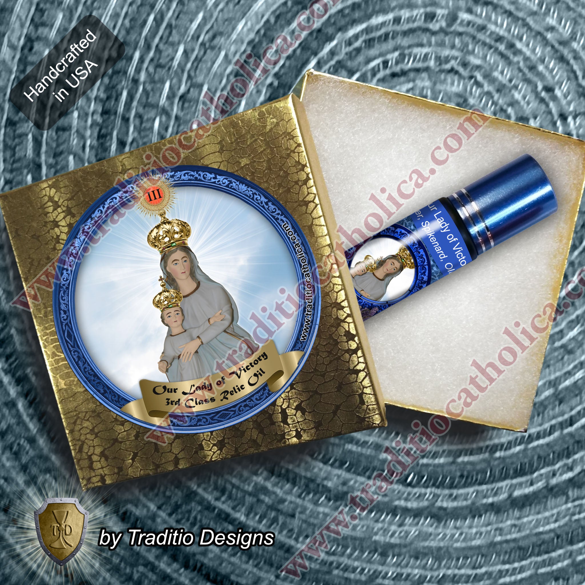 Our Lady of Victory Relic Anointing Oil | Touched to 9 Blessed Mother Relics | Oil or Card Set