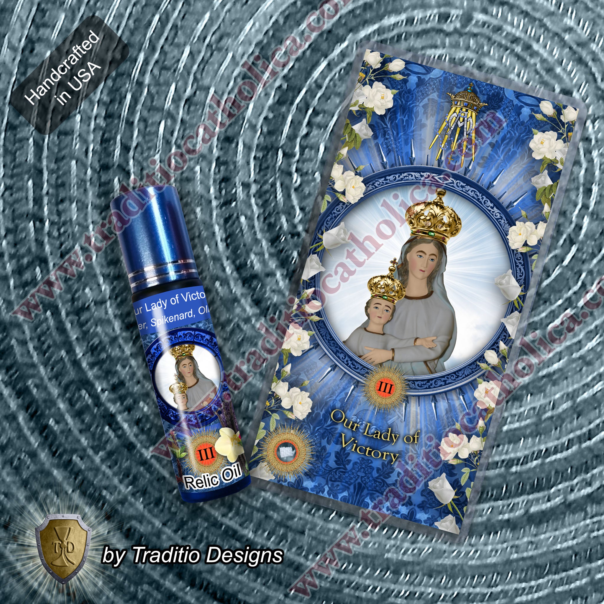 Our Lady of Victory Relic Anointing Oil | Touched to 9 Blessed Mother Relics | Oil or Card Set