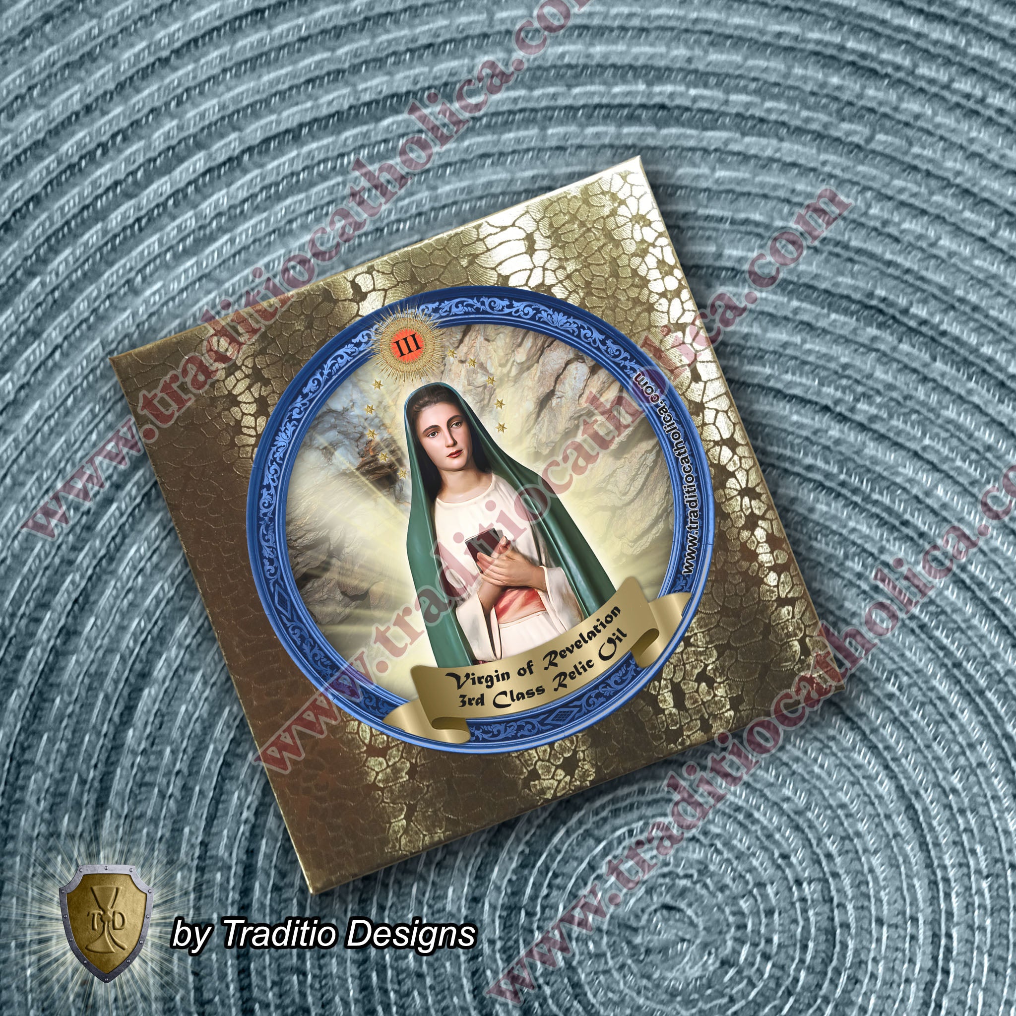 Virgin of Revelation Relic Anointing Oil | Touched to 9 Blessed Mother Relics | Oil or Card Set