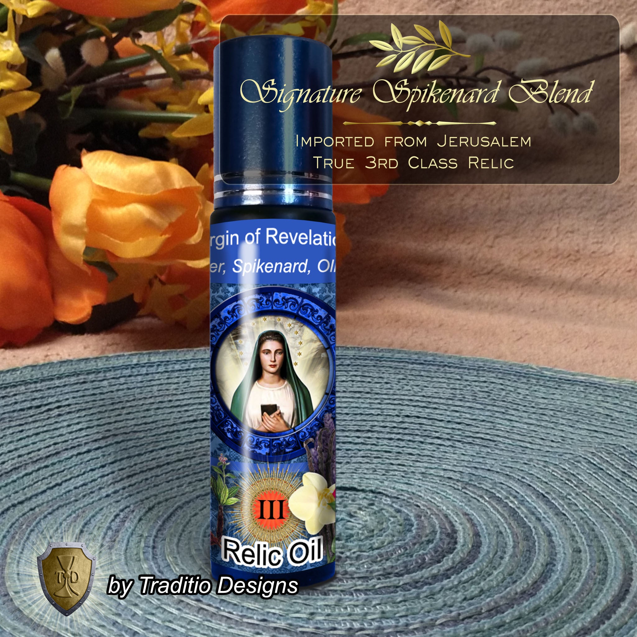 Virgin of Revelation Relic Anointing Oil | Touched to 9 Blessed Mother Relics | Oil or Card Set