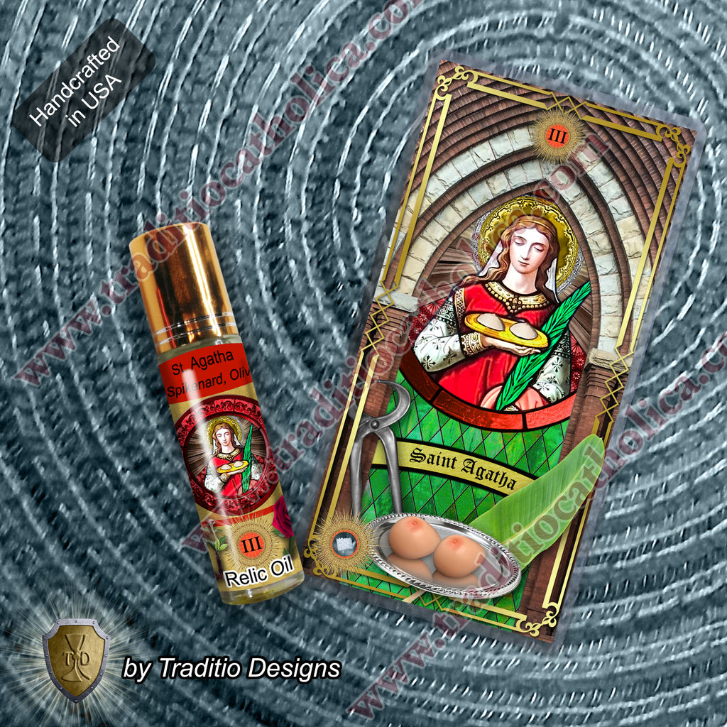 St. Agatha Relic Anointing Oil | Breast Cancer & Women's Health | Oil or Card Set