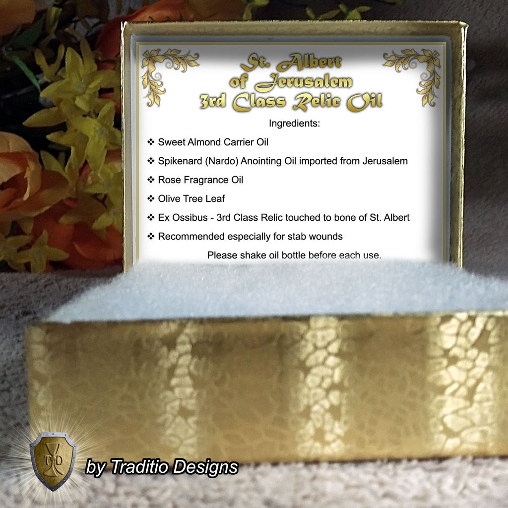 St. Albert of Jerusalem Relic Anointing Oil | Protection & Wound Healing | Oil or Card Set