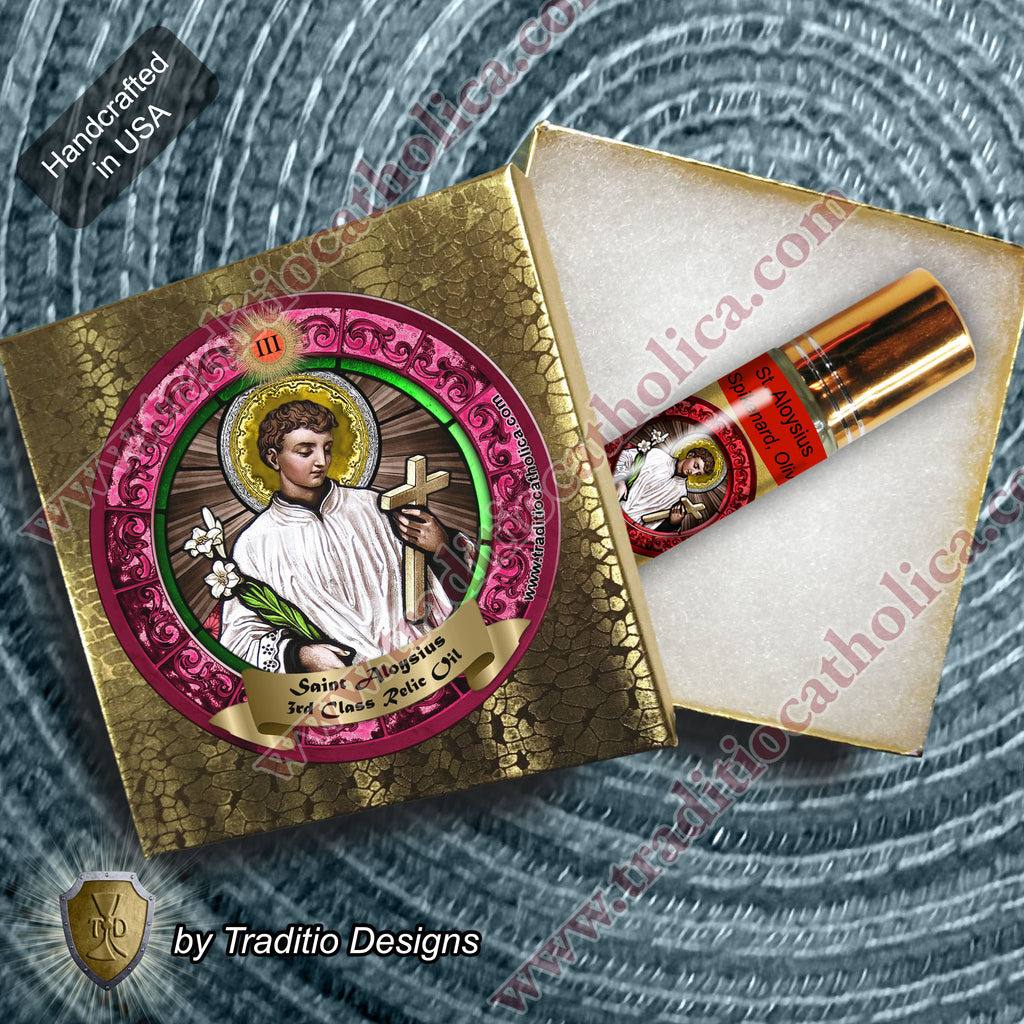St. Aloysius Gonzaga Relic Anointing Oil | Pandemics & Eye Health | Oil or Card Set