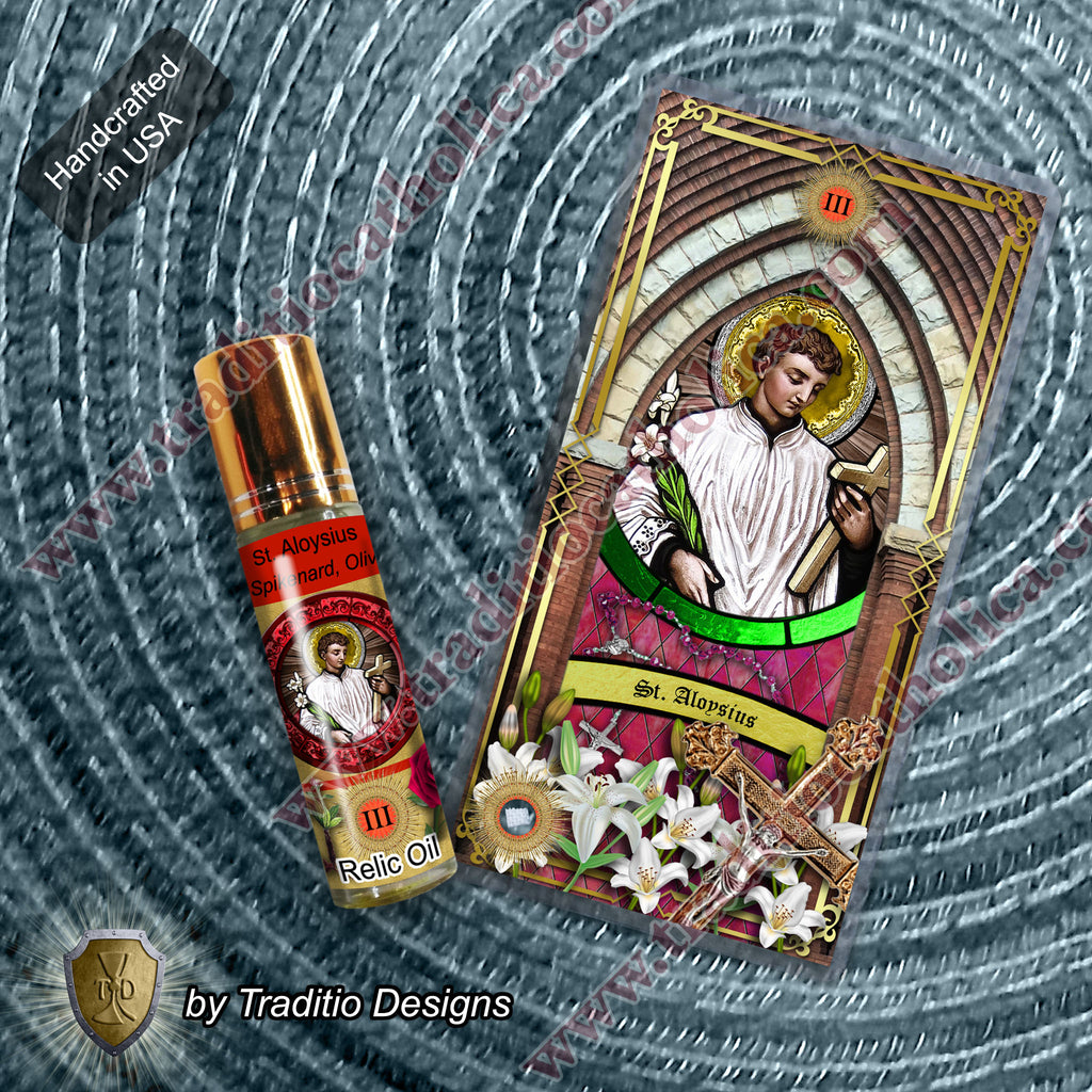 St. Aloysius Gonzaga Relic Anointing Oil | Pandemics & Eye Health | Oil or Card Set