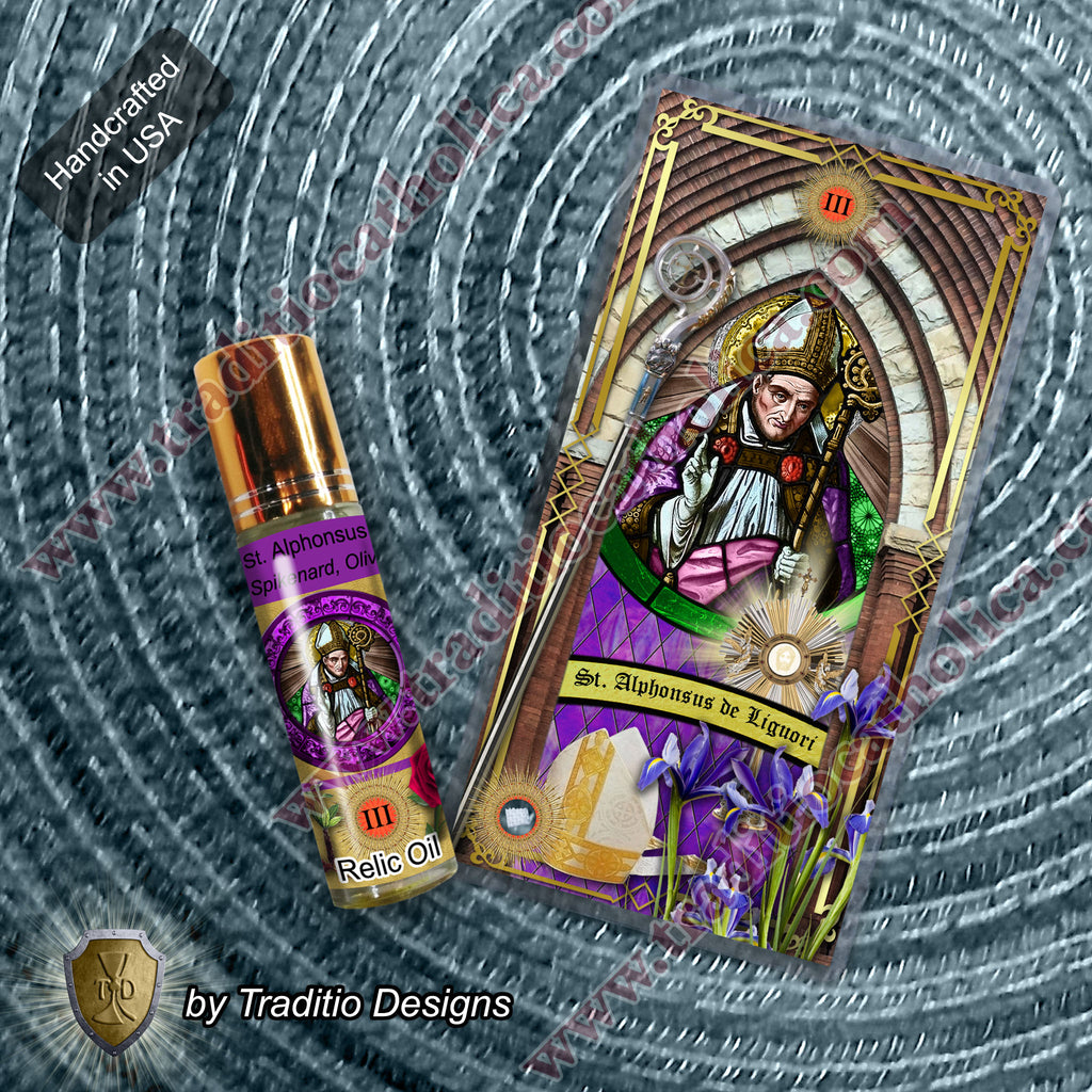 St. Alphonsus Liguori Relic Anointing Oil | Arthritis & Chronic Pain | Oil or Card Set