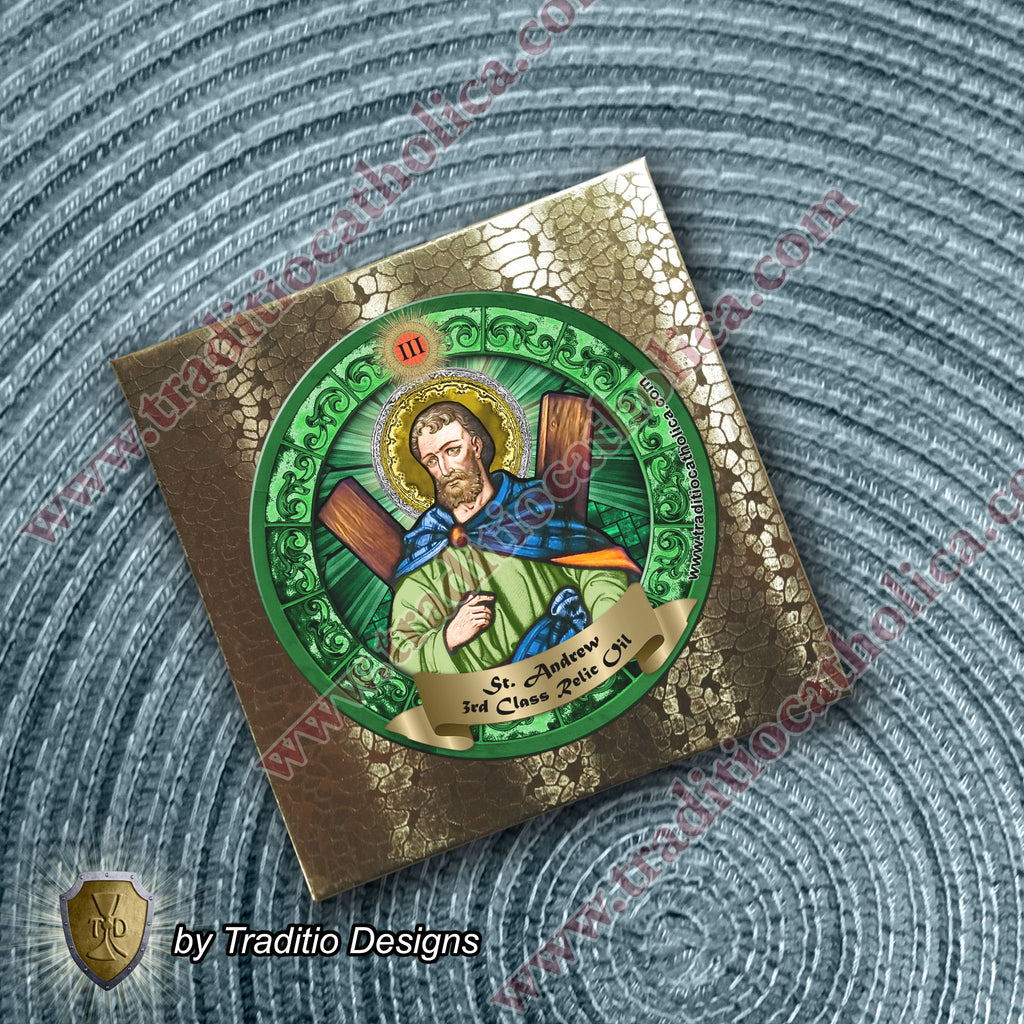 St. Andrew the Apostle Relic Anointing Oil | Seizures & Joint Pain (Gout) | Oil or Card Set