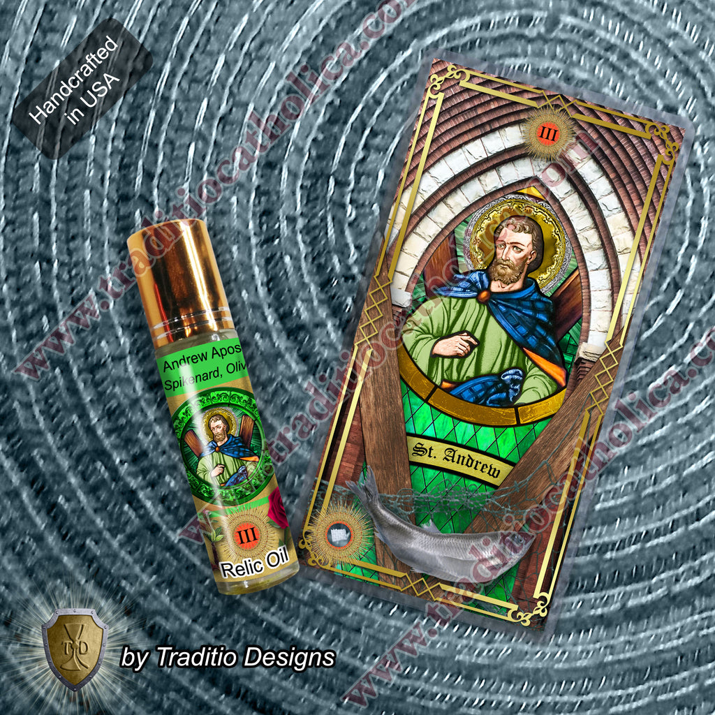 St. Andrew the Apostle Relic Anointing Oil | Seizures & Joint Pain (Gout) | Oil or Card Set