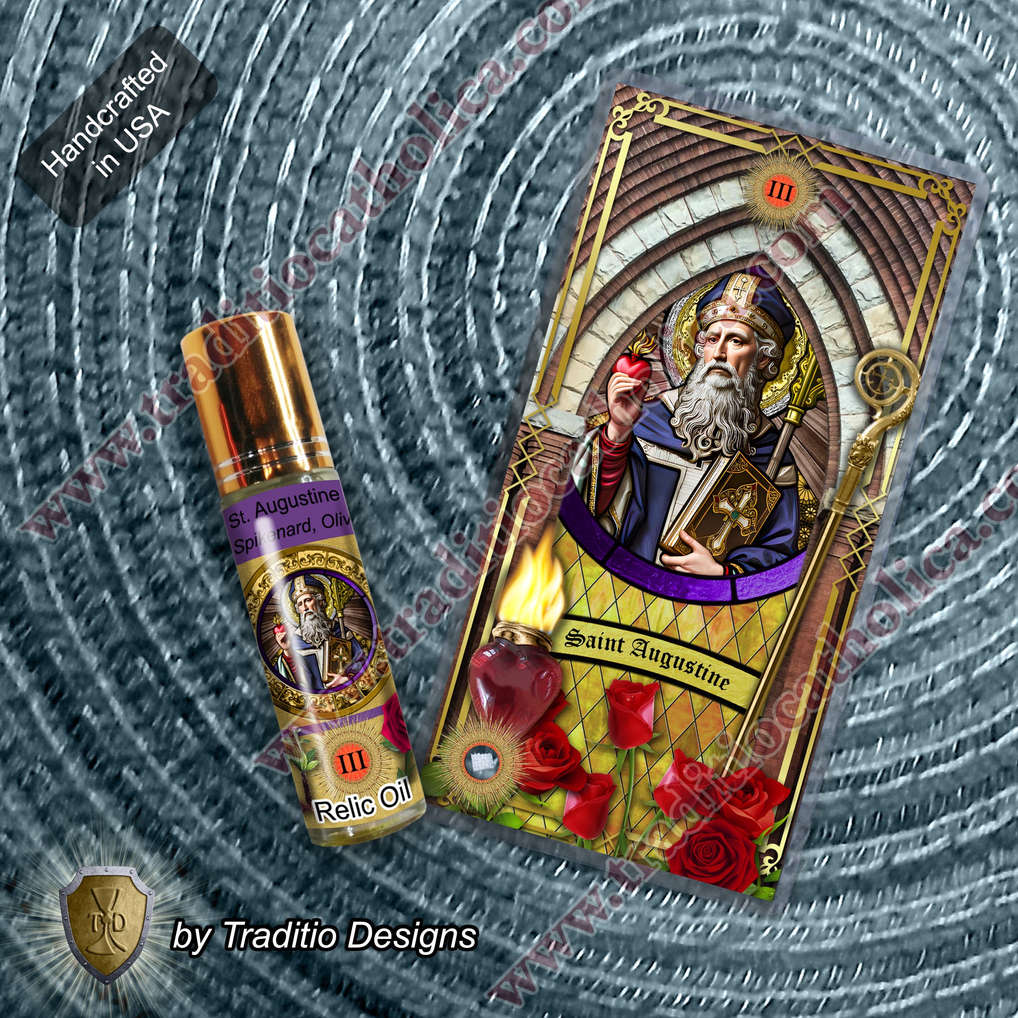 St. Augustine of Hippo Relic Anointing Oil | Sore Eyes, Sore Throats & Recovery from Vice | Oil or Card Set
