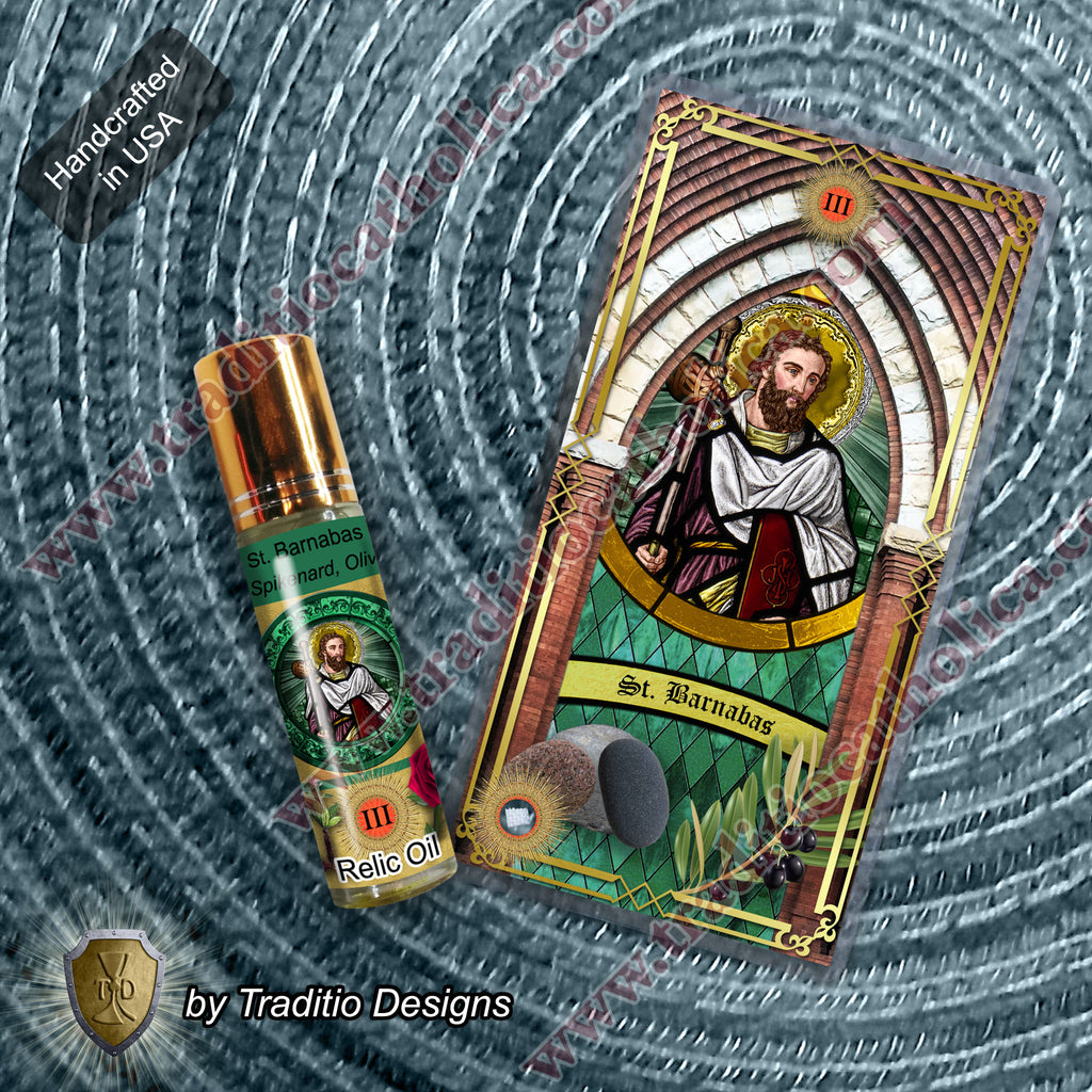 St. Barnabas the Apostle Relic Anointing Oil | Migraines & Peace | Oil or Card Set