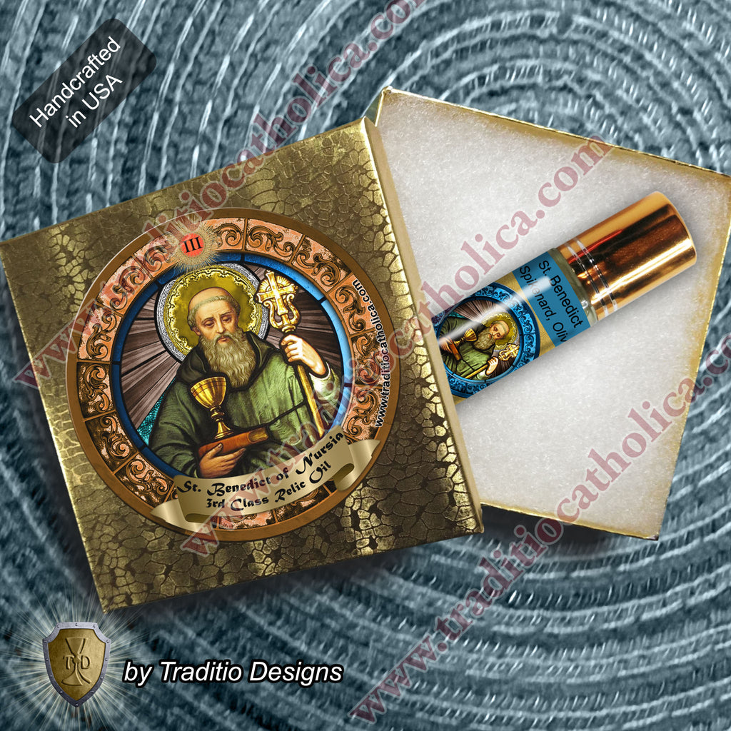 St. Benedict of Nursia Relic Anointing Oil | Protection from Poison & Kidney Health | Oil or Card Set