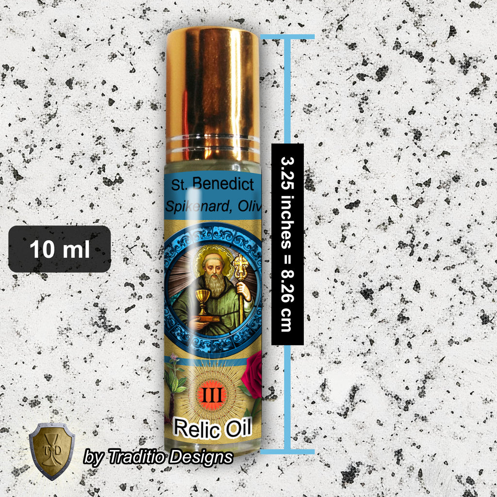 St. Benedict of Nursia Relic Anointing Oil | Protection from Poison & Kidney Health | Oil or Card Set