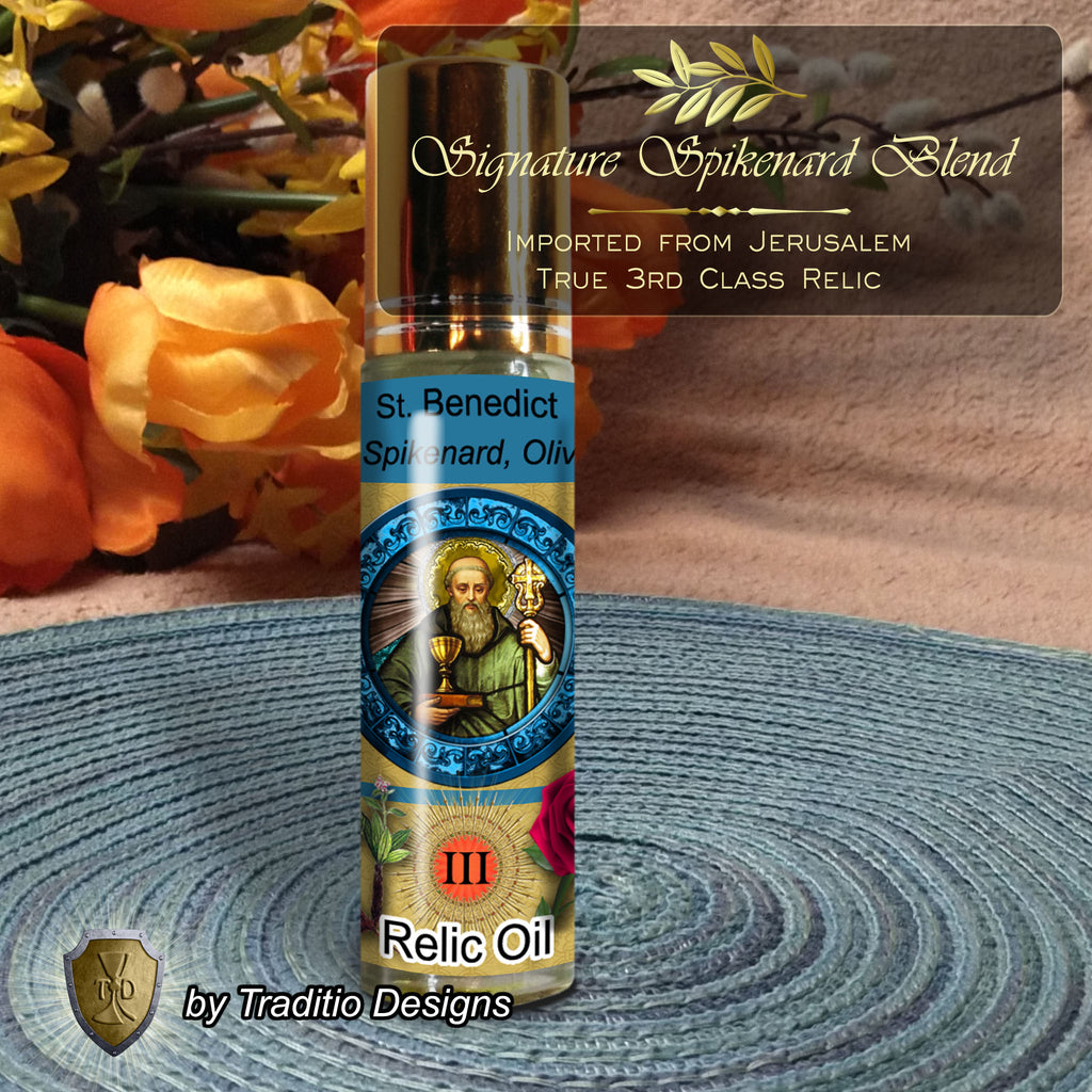 St. Benedict of Nursia Relic Anointing Oil | Protection from Poison & Kidney Health | Oil or Card Set