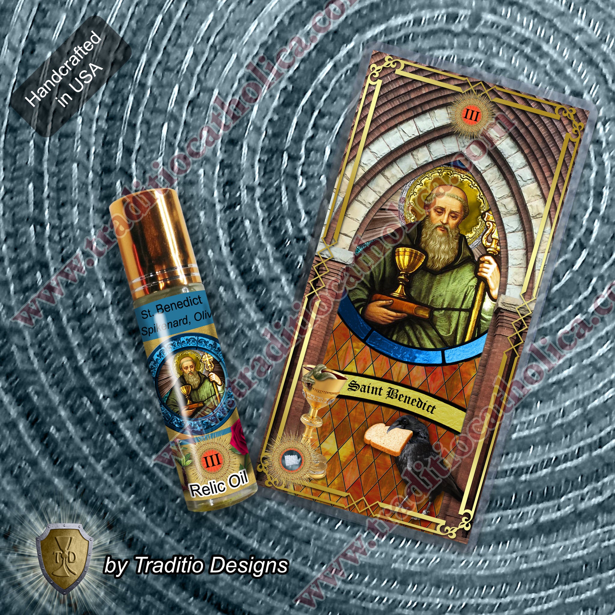 St. Benedict of Nursia Relic Anointing Oil | Protection from Poison & Kidney Health | Oil or Card Set