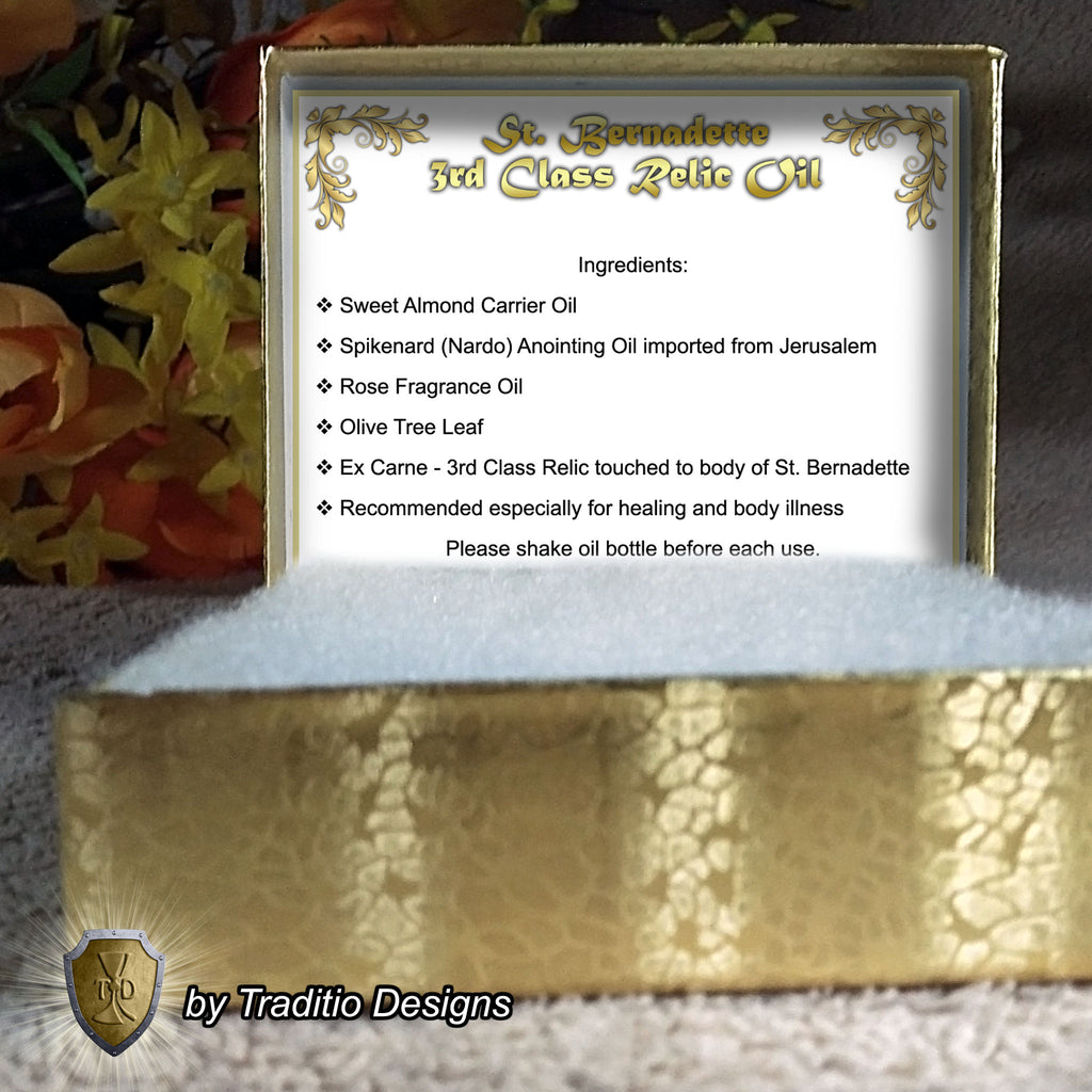 St. Bernadette Soubirous Relic Anointing Oil | Bodily Illness & Asthma | Oil or Card Set