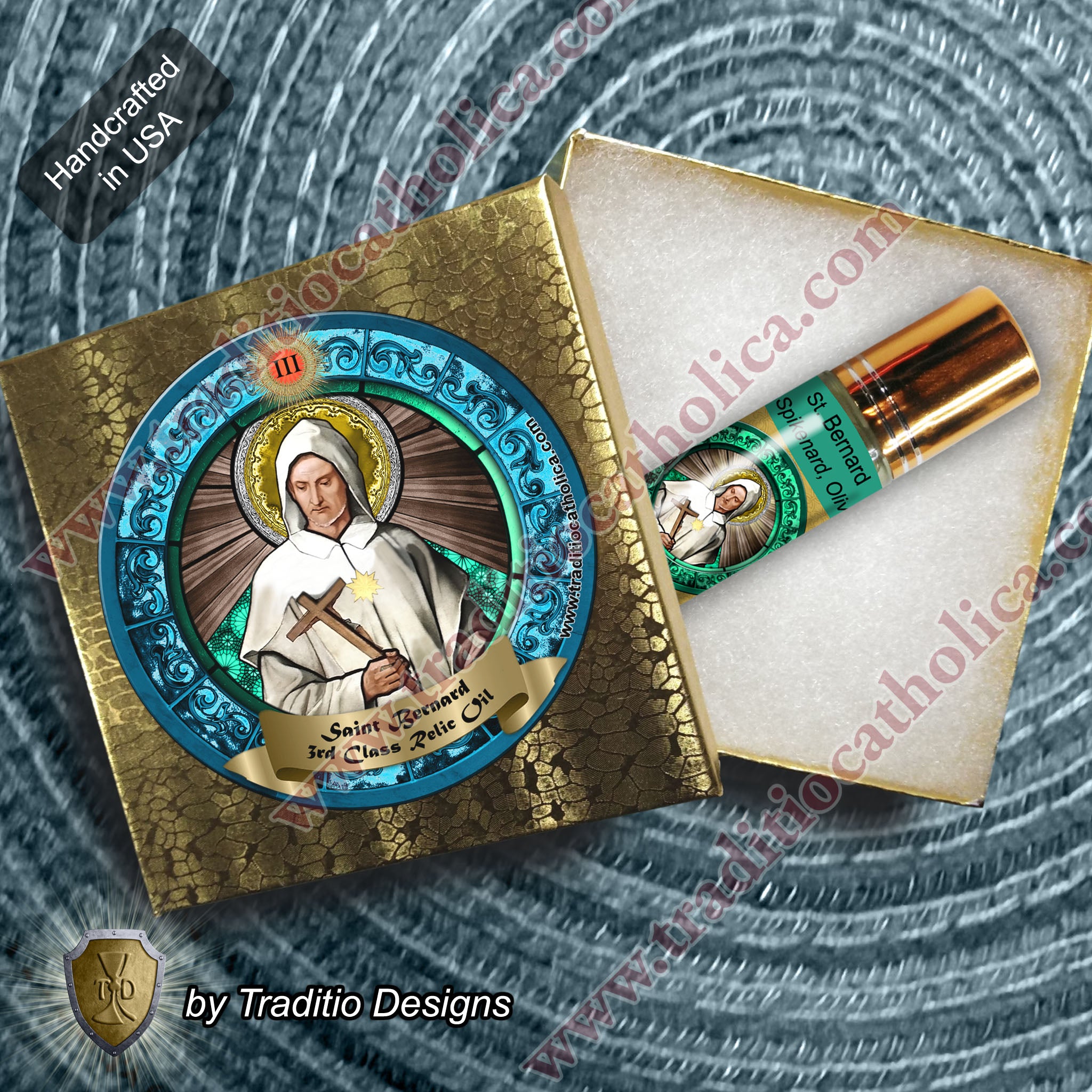 St. Bernard of Clairvaux Relic Anointing Oil | Beekeepers & Spiritual Clarity | Oil or Card Set
