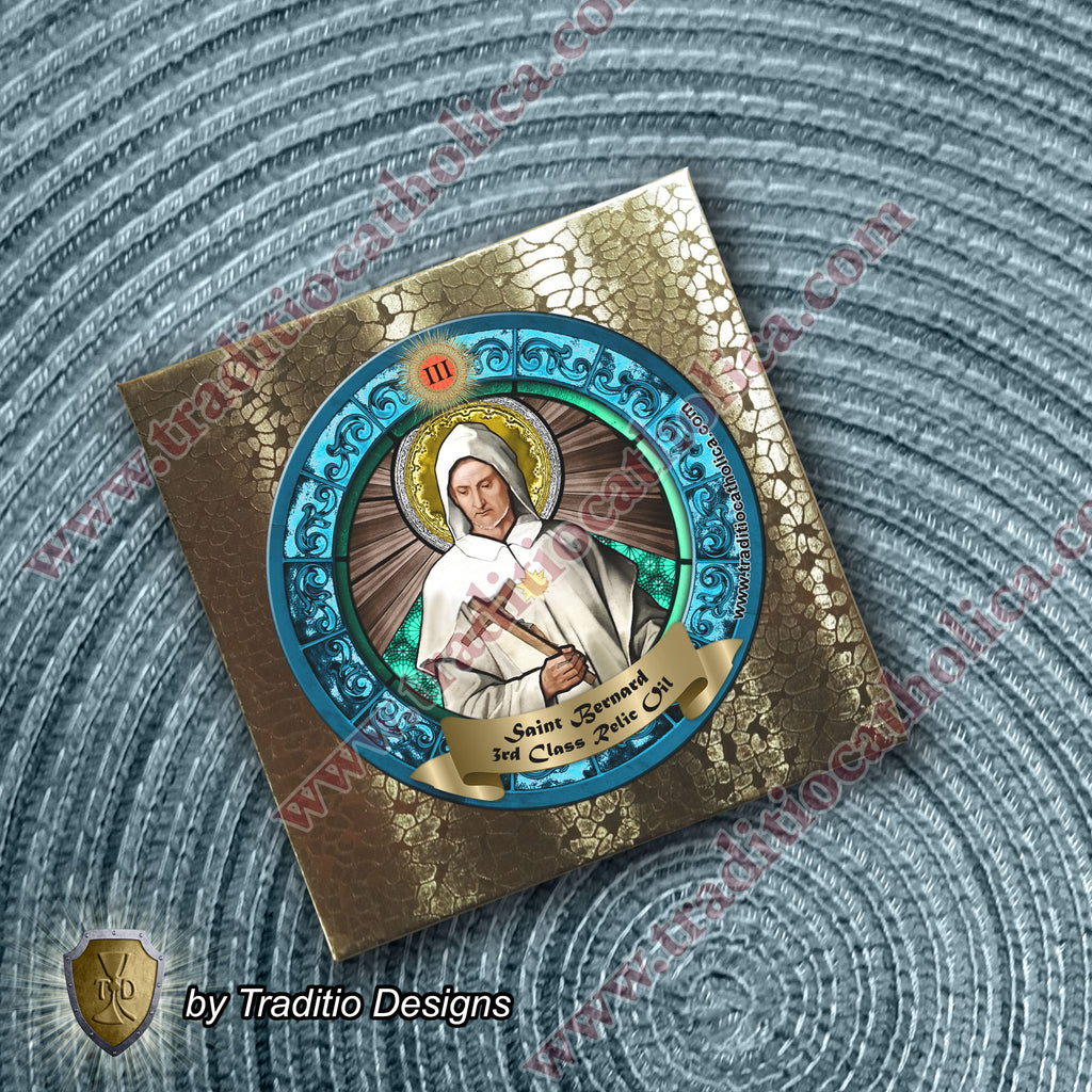 St. Bernard of Clairvaux Relic Anointing Oil | Beekeepers & Spiritual Clarity | Oil or Card Set