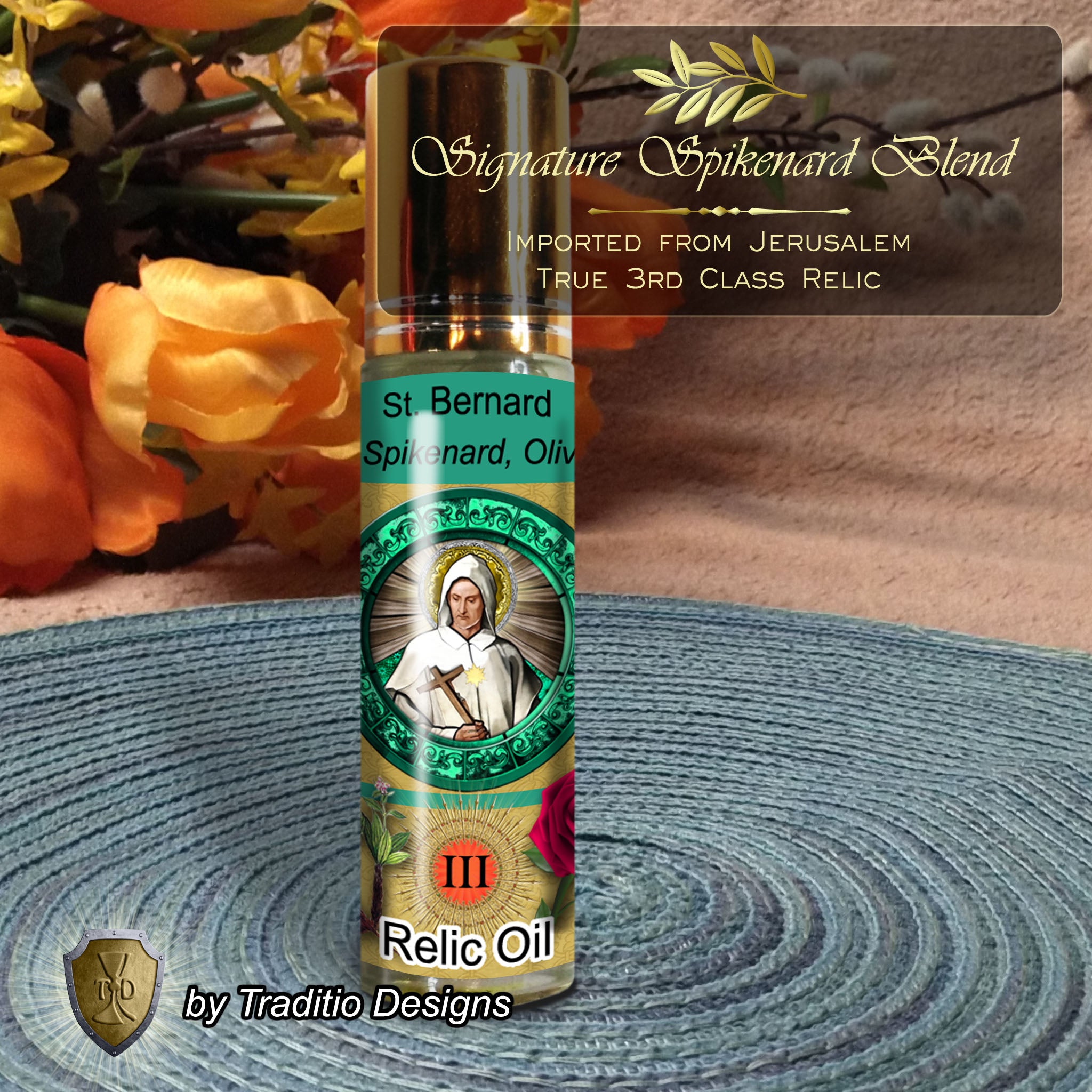 St. Bernard of Clairvaux Relic Anointing Oil | Beekeepers & Spiritual Clarity | Oil or Card Set