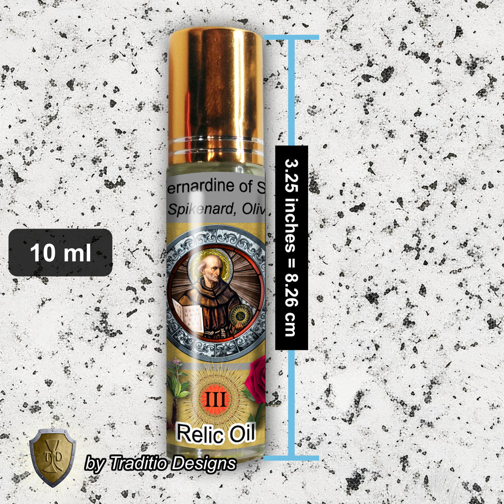 St. Bernardine of Siena Relic Anointing Oil | Respiratory & Lung Health | Oil or Card Set