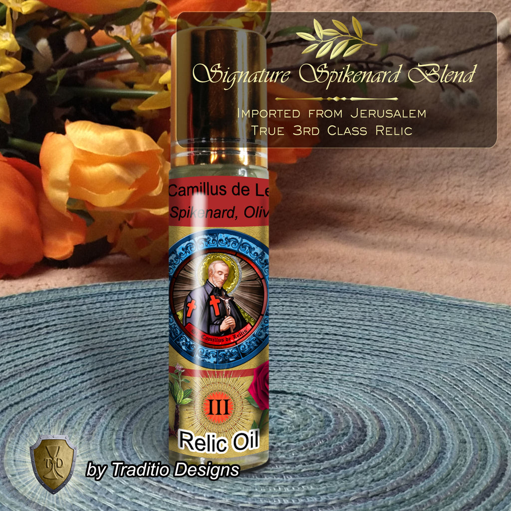 St. Camillus de Lellis Relic Anointing Oil | Leg & Foot Injuries | Oil or Card Set