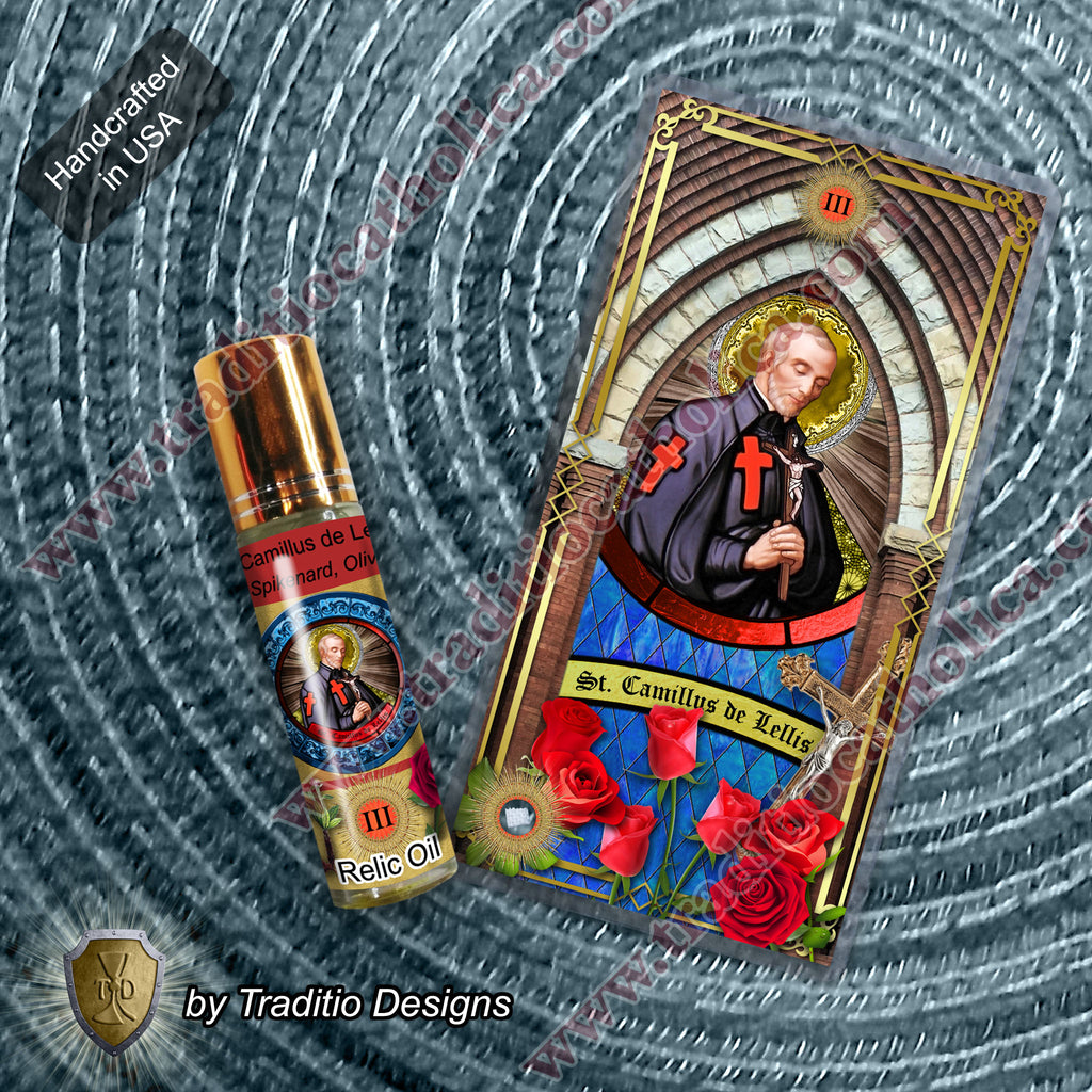 St. Camillus de Lellis Relic Anointing Oil | Leg & Foot Injuries | Oil or Card Set