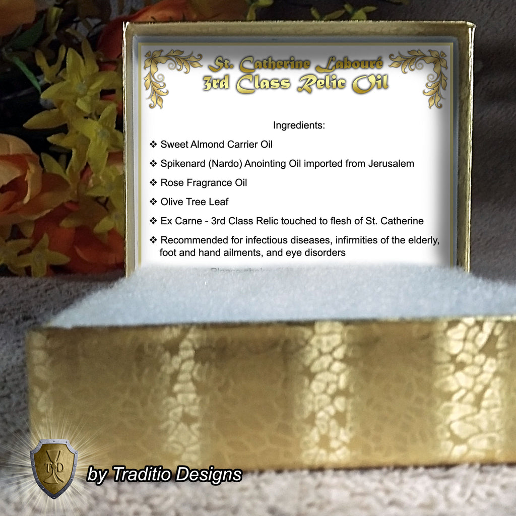 St. Catherine Labouré Relic Anointing Oil | Miraculous Protection & Eye Health | Oil or Card Set