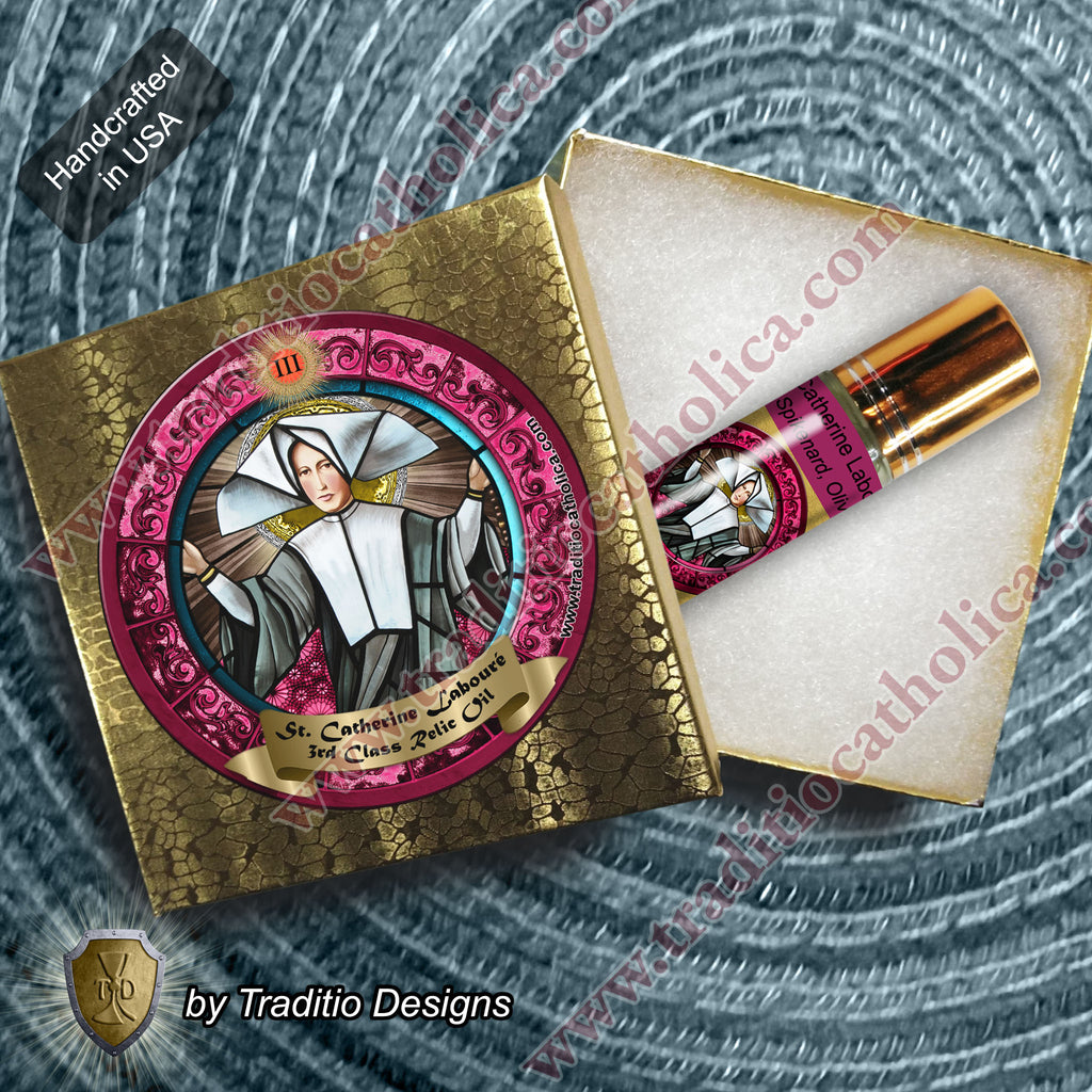 St. Catherine Labouré Relic Anointing Oil | Miraculous Protection & Eye Health | Oil or Card Set