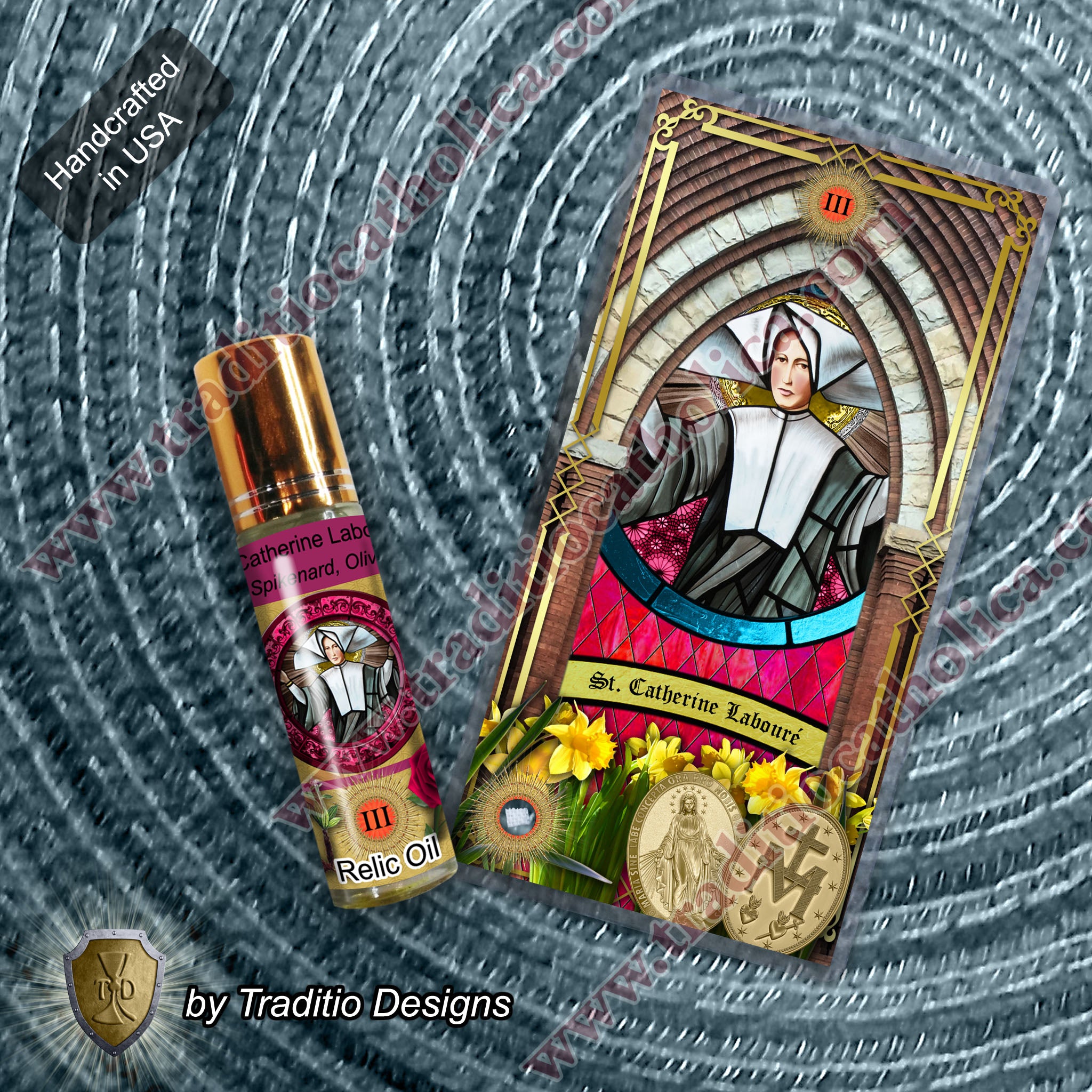 St. Catherine Labouré Relic Anointing Oil | Miraculous Protection & Eye Health | Oil or Card Set