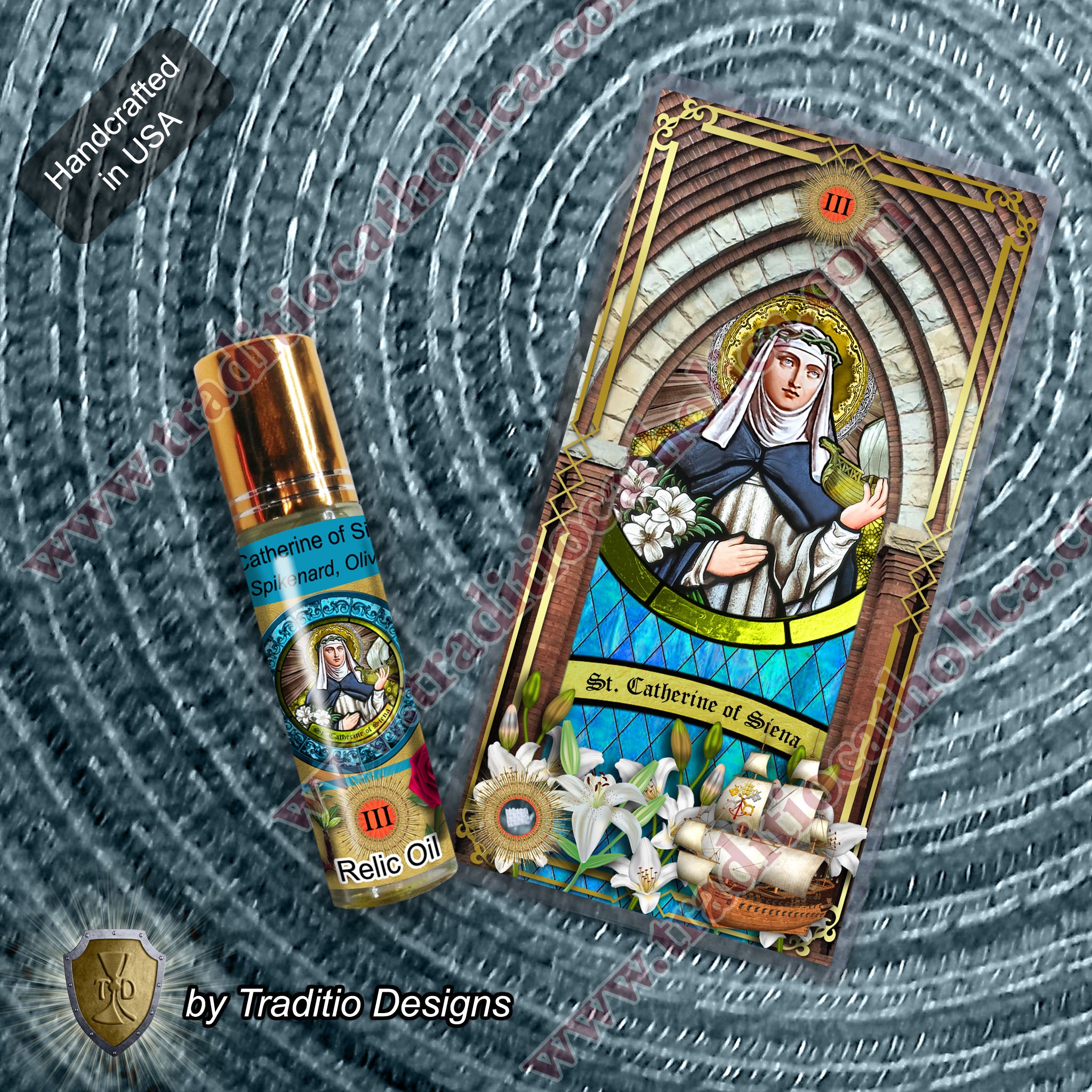 St. Catherine of Siena Relic Anointing Oil | Miscarriage & Protection from Fire | Oil or Card Set