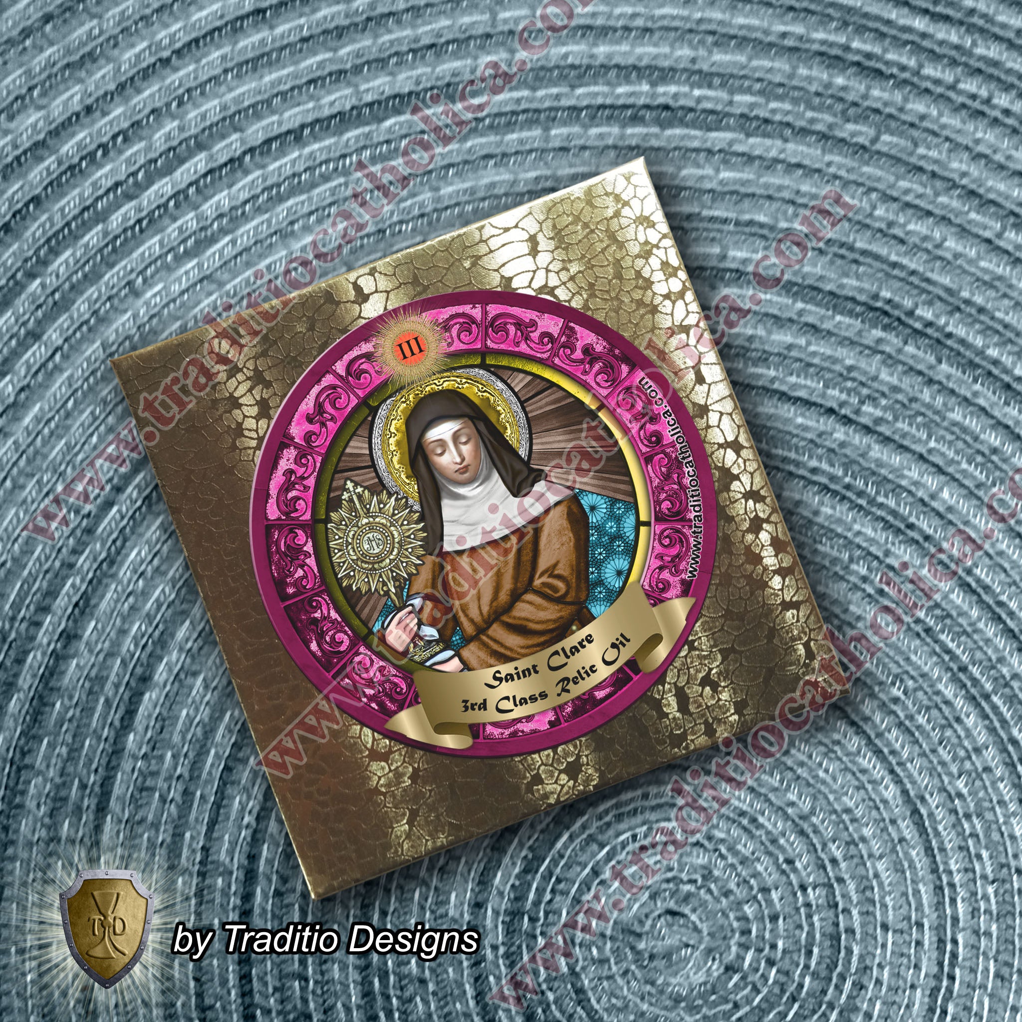 St. Clare of Assisi Relic Anointing Oil | Eye Disease & Clarity of Vision | Oil or Card Set