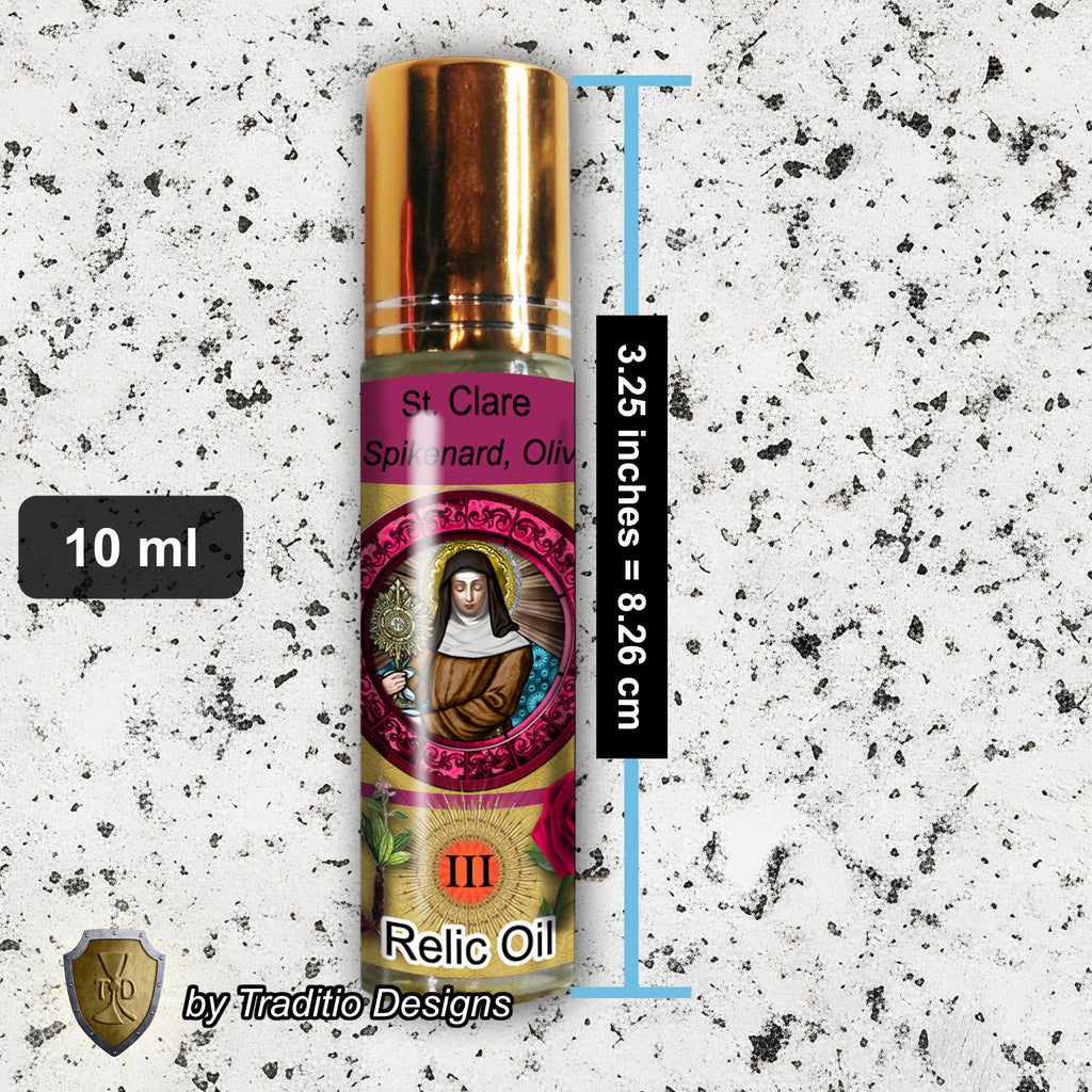 St. Clare of Assisi Relic Anointing Oil | Eye Disease & Clarity of Vision | Oil or Card Set