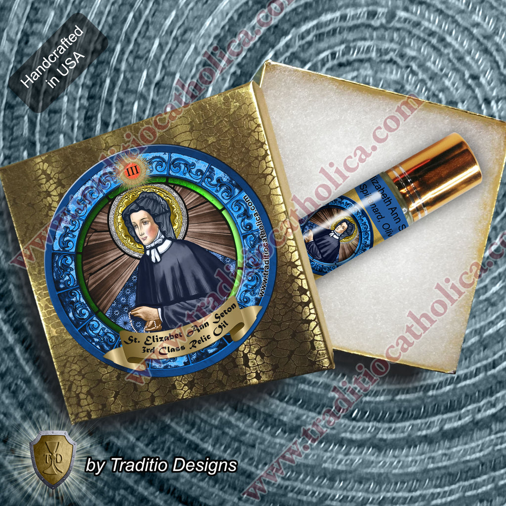 St. Elizabeth Ann Seton Relic Anointing Oil | Grief & Family Peace | Oil or Card Set