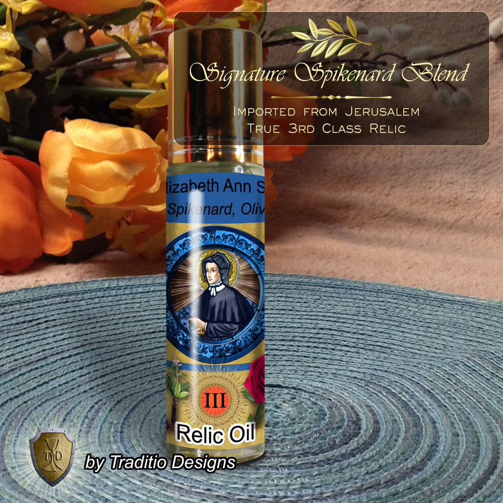 St. Elizabeth Ann Seton Relic Anointing Oil | Grief & Family Peace | Oil or Card Set
