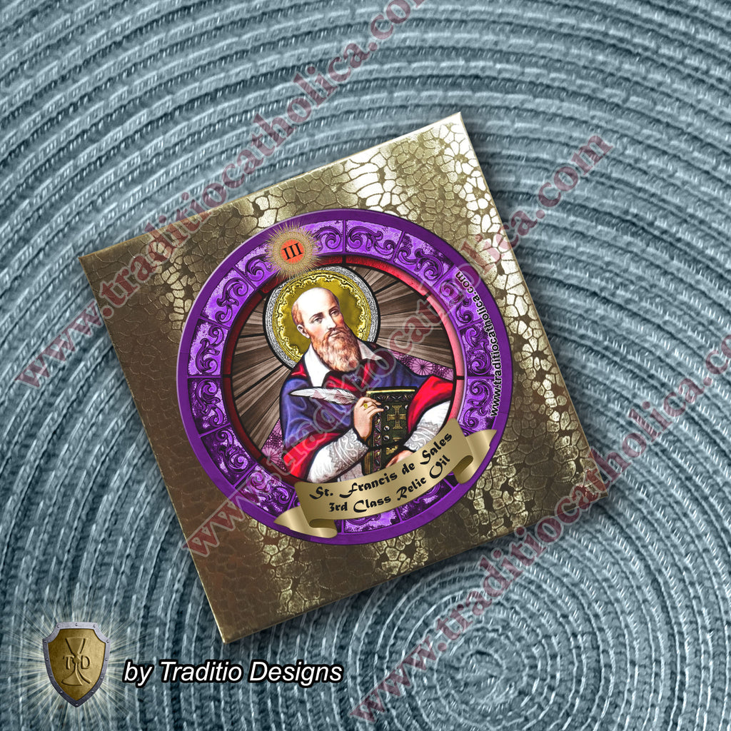 St. Francis de Sales Relic Anointing Oil | Hearing & Communication Health | Oil or Card Set