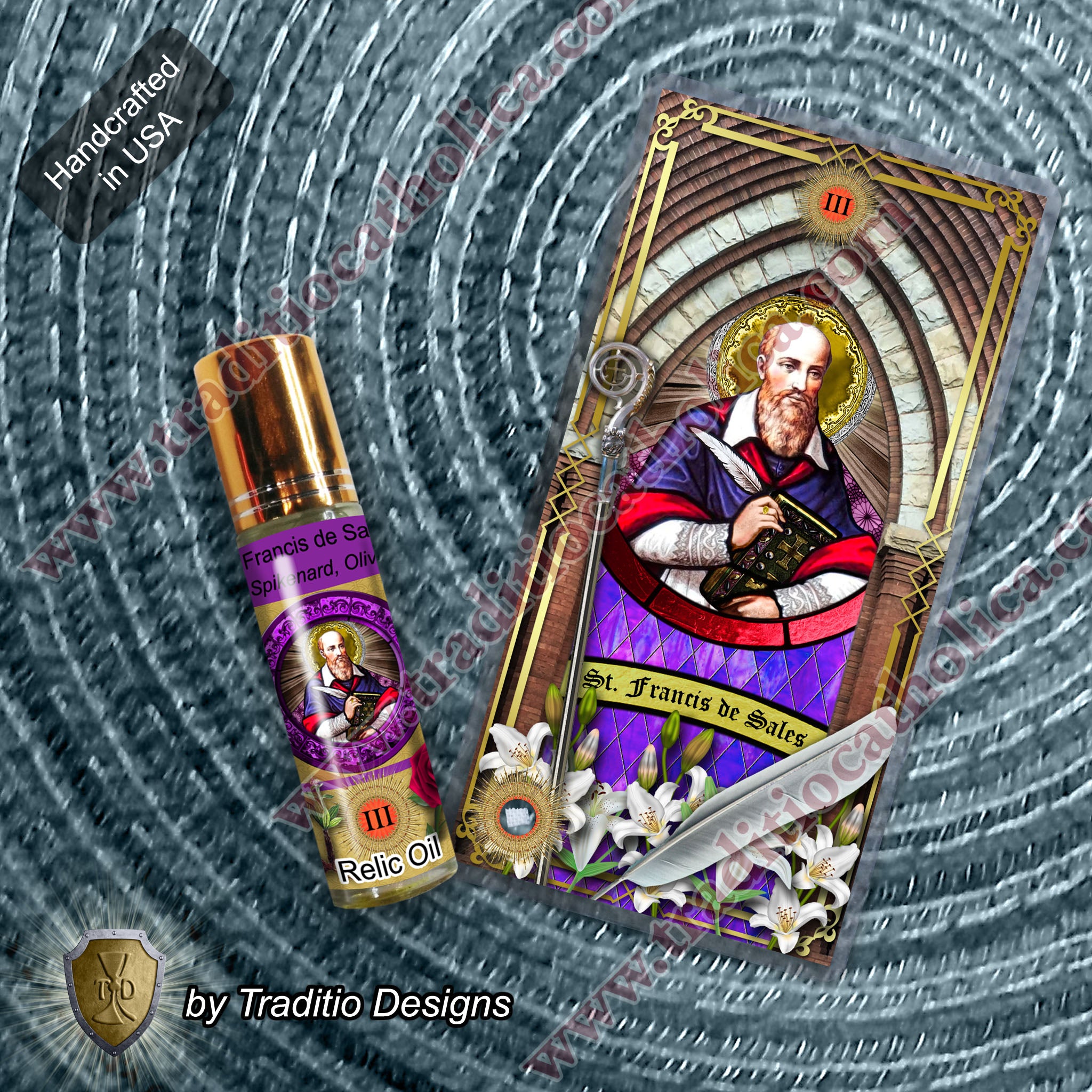 St. Francis de Sales Relic Anointing Oil | Hearing & Communication Health | Oil or Card Set