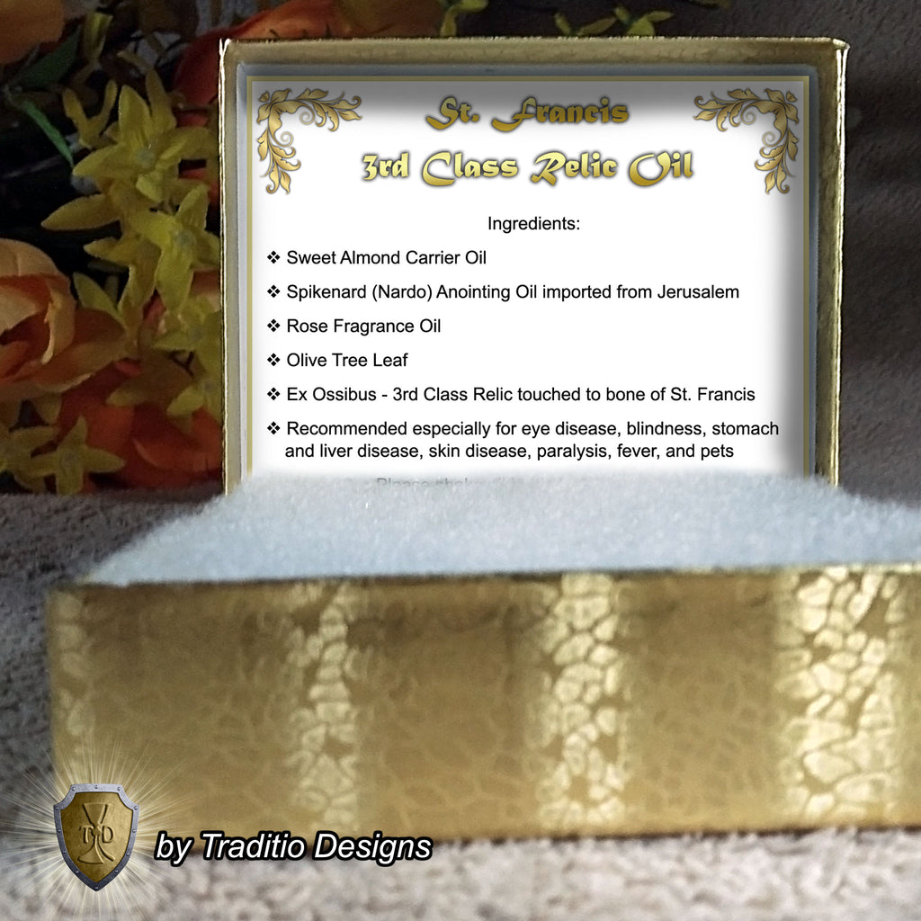 St. Francis of Assisi Relic Anointing Oil | Animals & Eye Health | Oil or Card Set