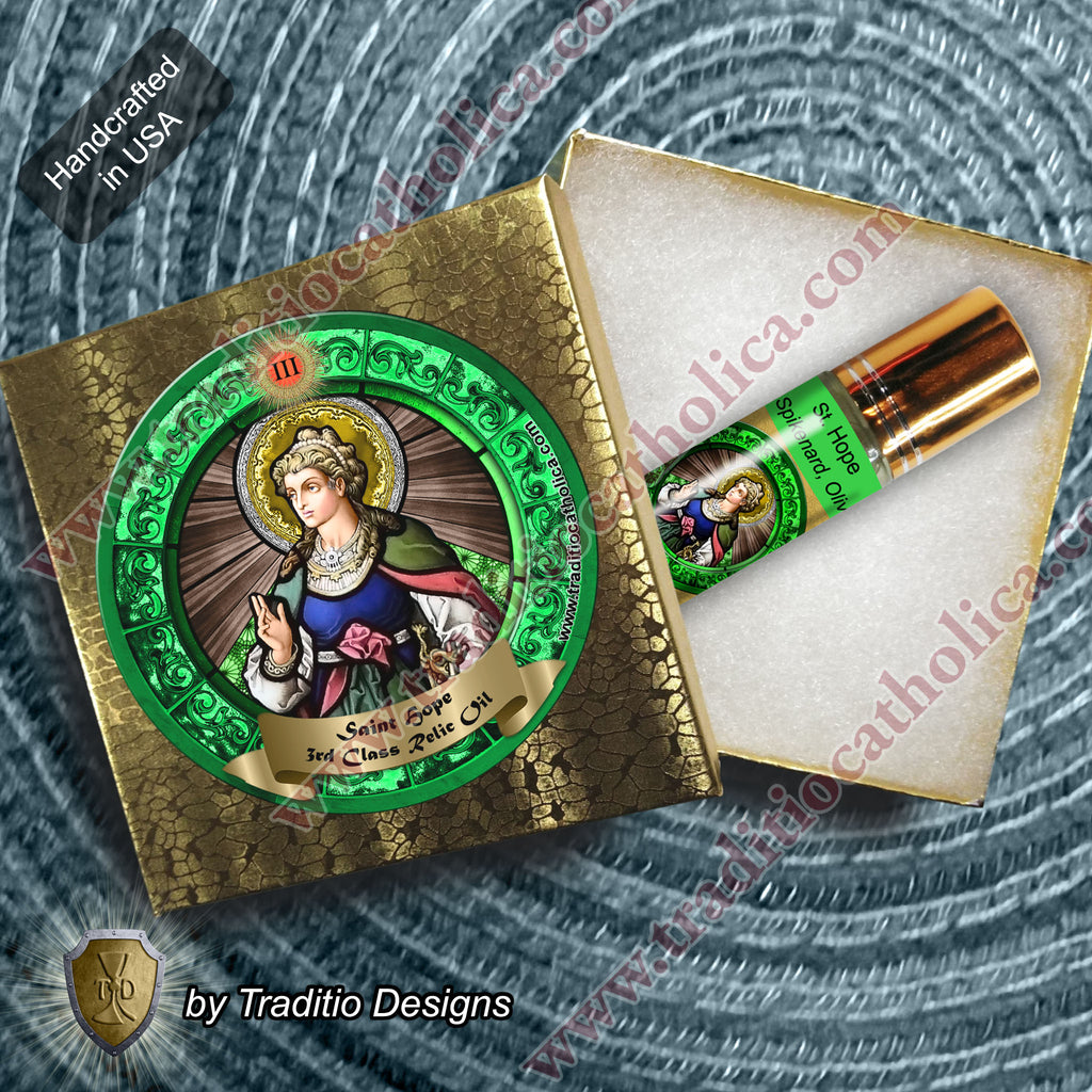 St. Hope Relic Anointing Oil | Blood Disorders, Fatigue & Childhood Illness | Oil or Card Set