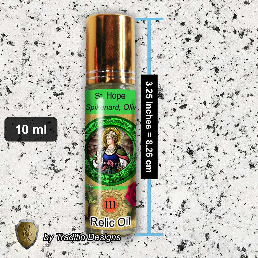 St. Hope Relic Anointing Oil | Blood Disorders, Fatigue & Childhood Illness | Oil or Card Set