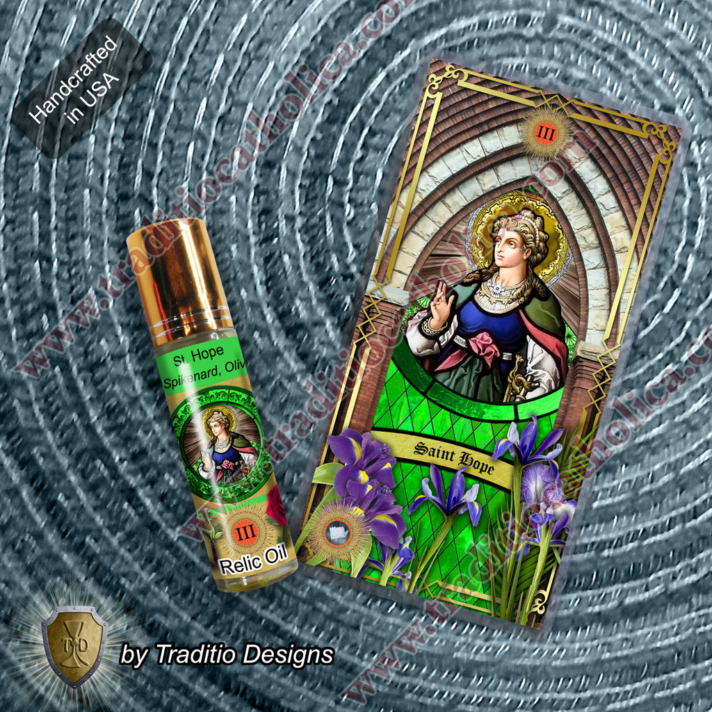 St. Hope Relic Anointing Oil | Blood Disorders, Fatigue & Childhood Illness | Oil or Card Set