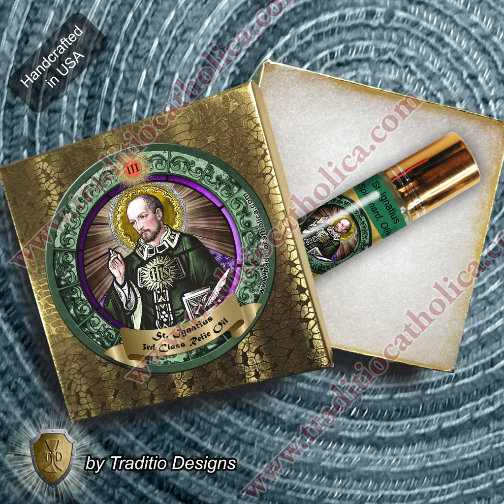 St. Ignatius of Loyola Relic Anointing Oil | Broken Bones & Leg Injury Recovery | Oil or Card Set