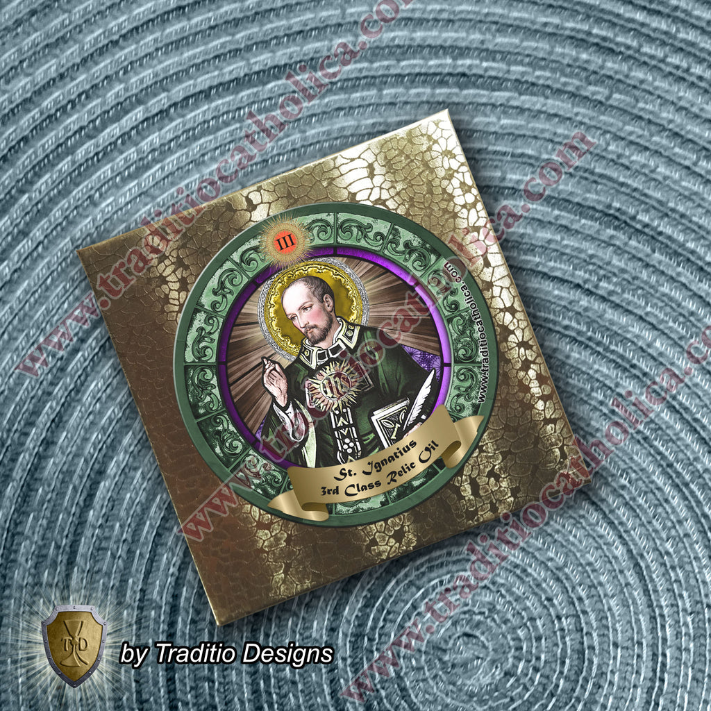 St. Ignatius of Loyola Relic Anointing Oil | Broken Bones & Leg Injury Recovery | Oil or Card Set