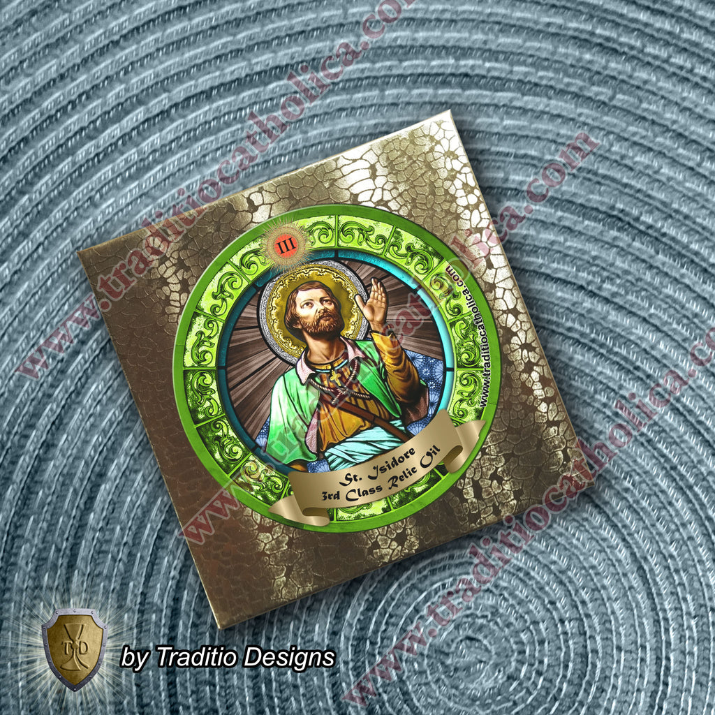 St. Isidore the Farmer Relic Anointing Oil | Hand & Foot Health, Dental Pain & Fevers | Oil or Card Set